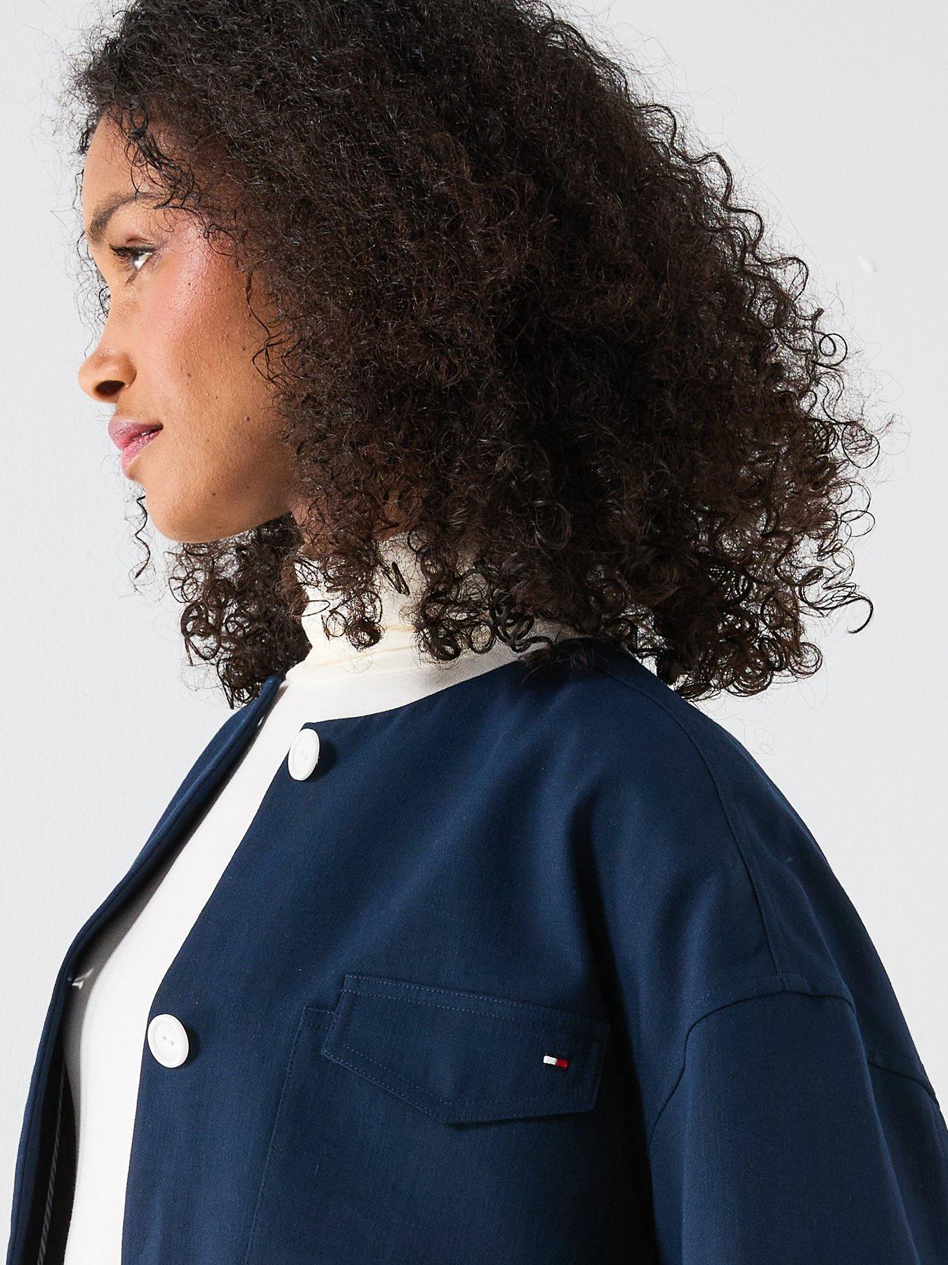 Image 4 of 6 of Tommy Hilfiger Tailored Utility Cropped Jacket - Navy