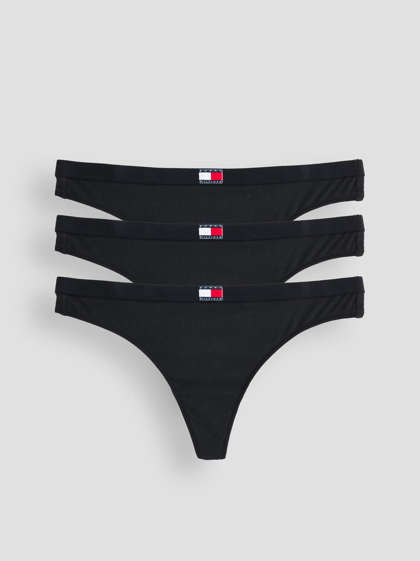 Image 1 of 6 of Tommy Hilfiger 3 Pack Thongs - Black