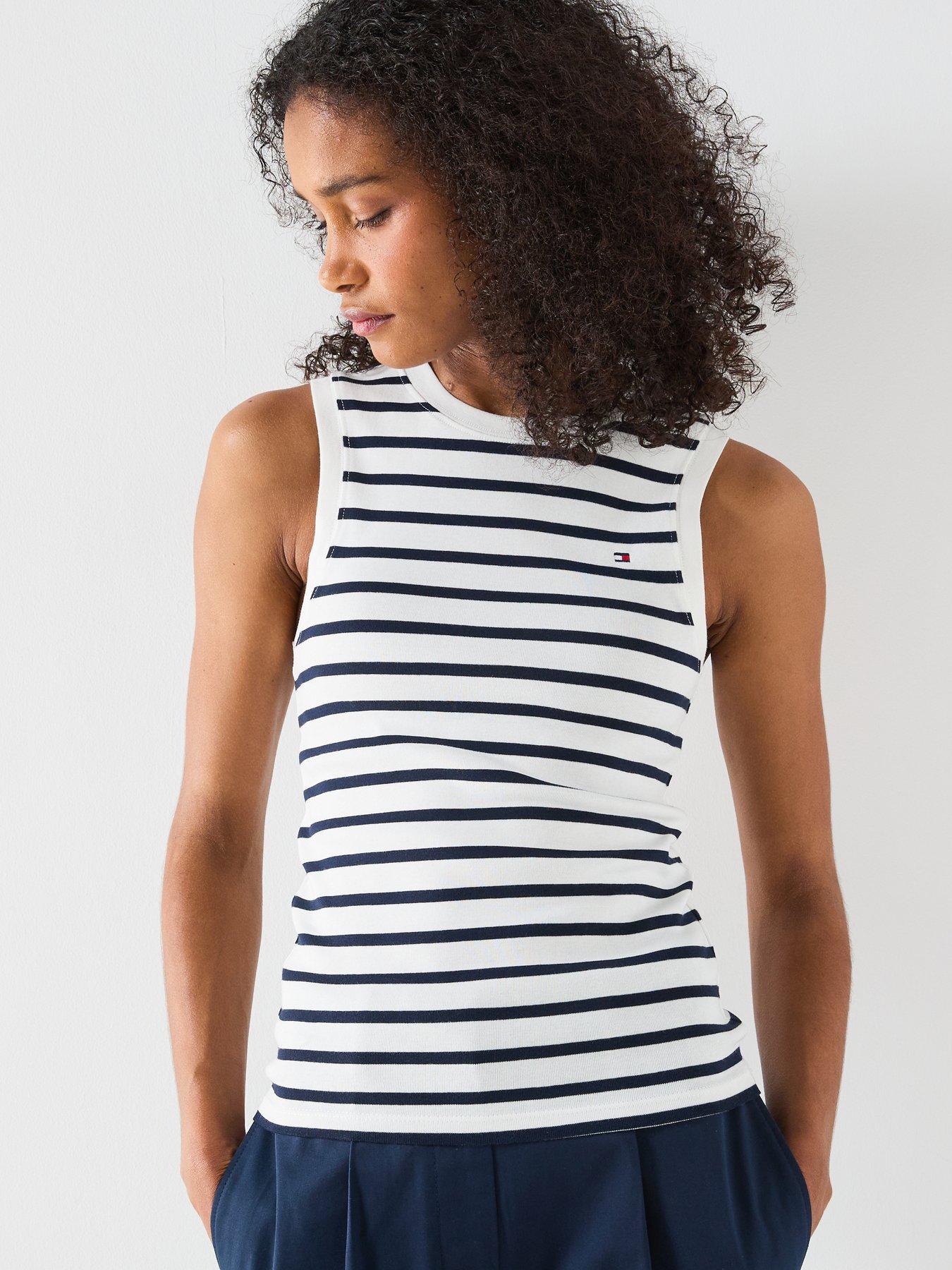 Image 1 of 5 of Tommy Hilfiger Stripe Tank Top - White