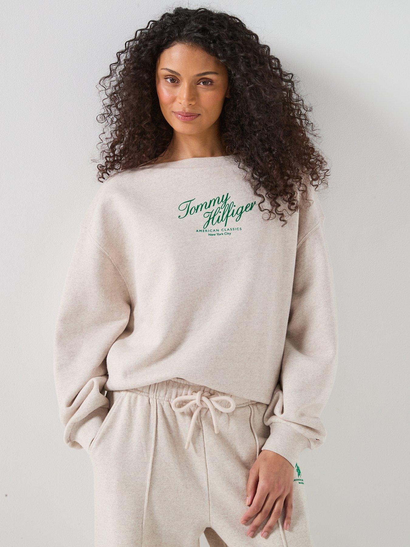 Image 1 of 6 of Tommy Hilfiger Script Terry Sweatshirt - Beige