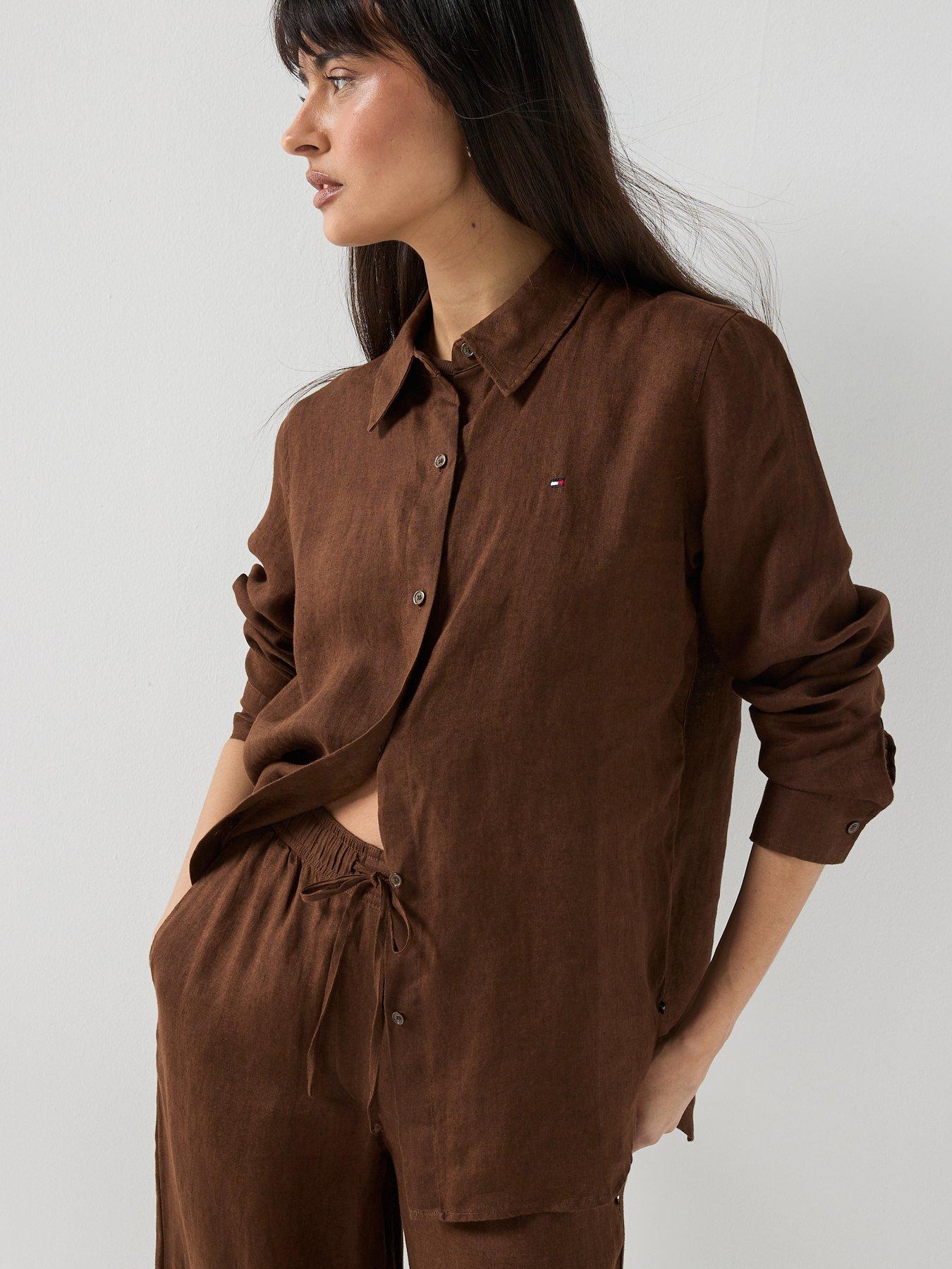 Tommy Hilfiger Ess Linen Relaxed Shirt - Brown