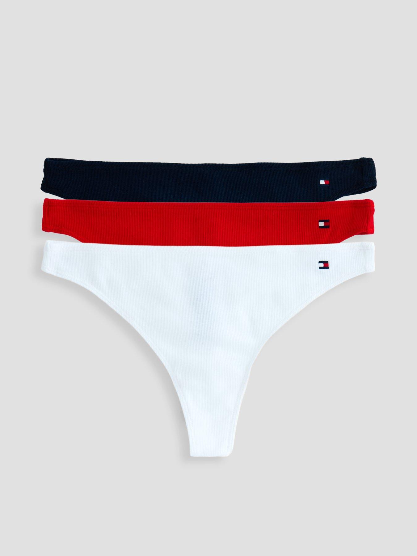 front image of tommy-hilfiger-3-pack-dipped-thong-redwhiteblack