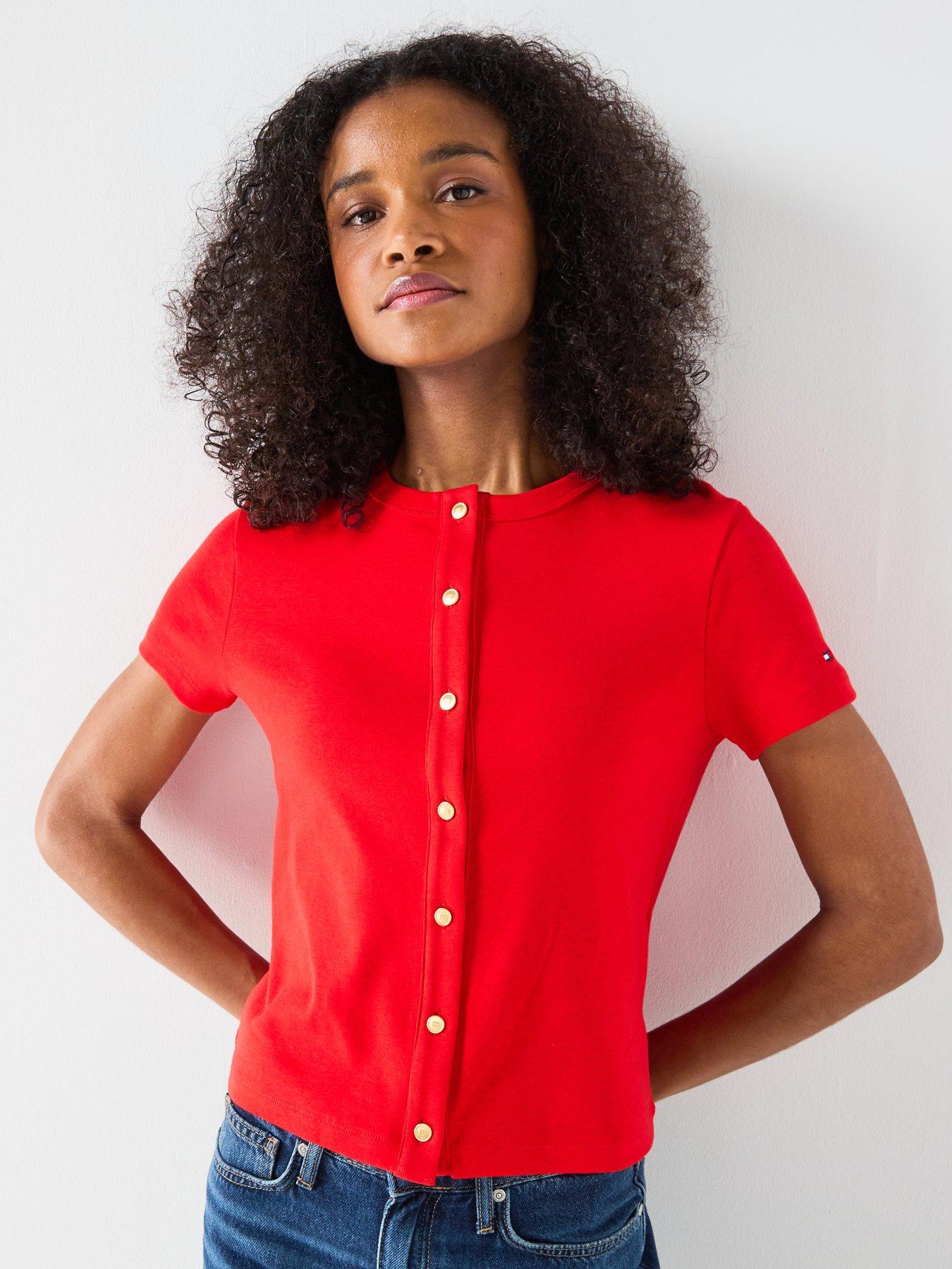 tommy-hilfiger-gold-button-slim-t-shirt-orange
