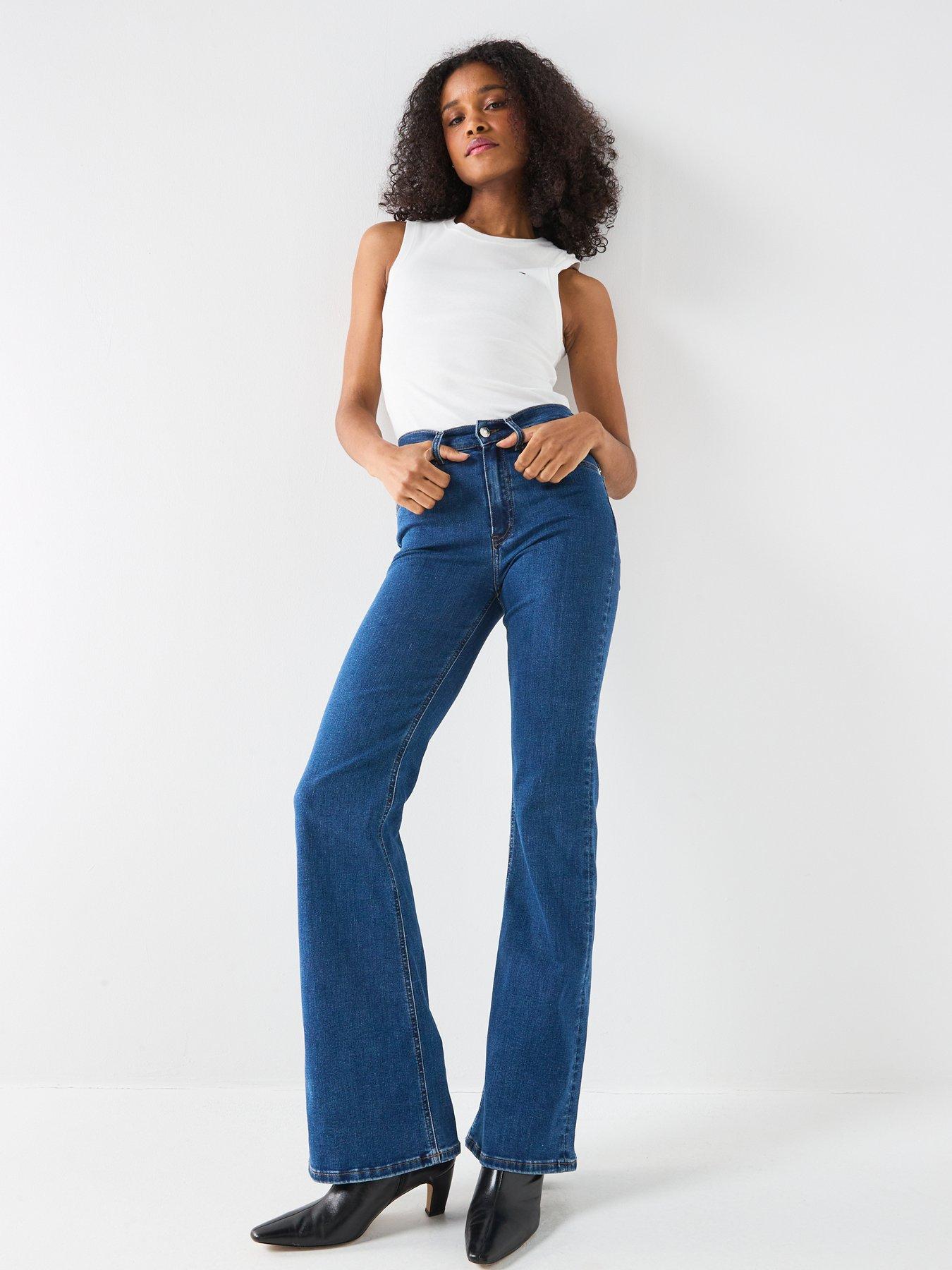  image of tommy-hilfiger-denim-flared-stretch-jeans-blue