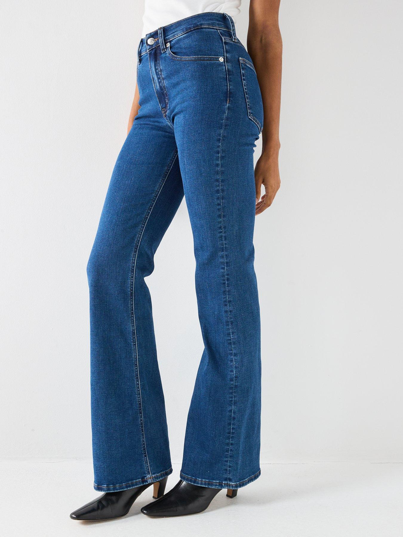  image of tommy-hilfiger-denim-flared-stretch-jeans-blue