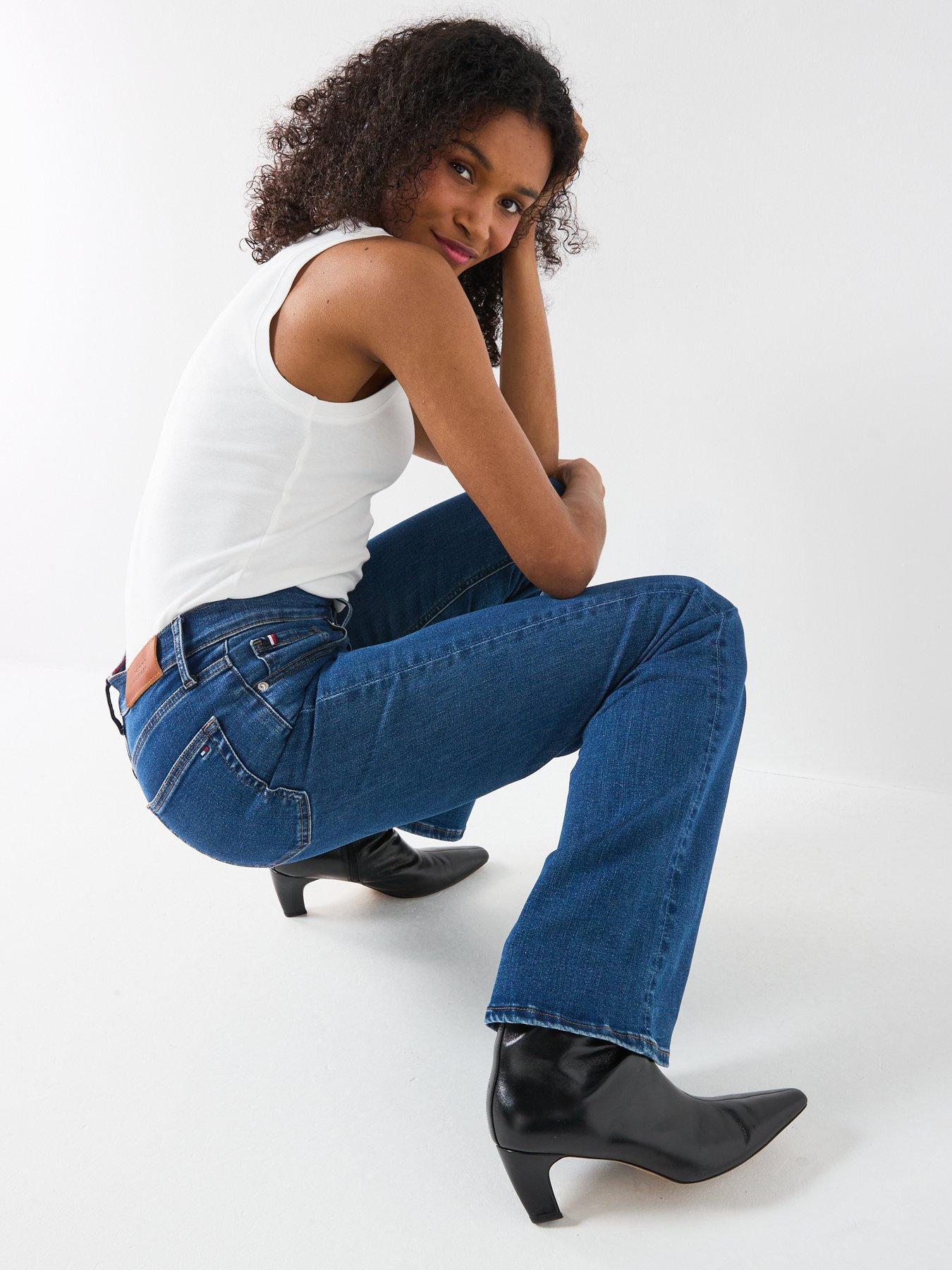  image of tommy-hilfiger-denim-flared-stretch-jeans-blue