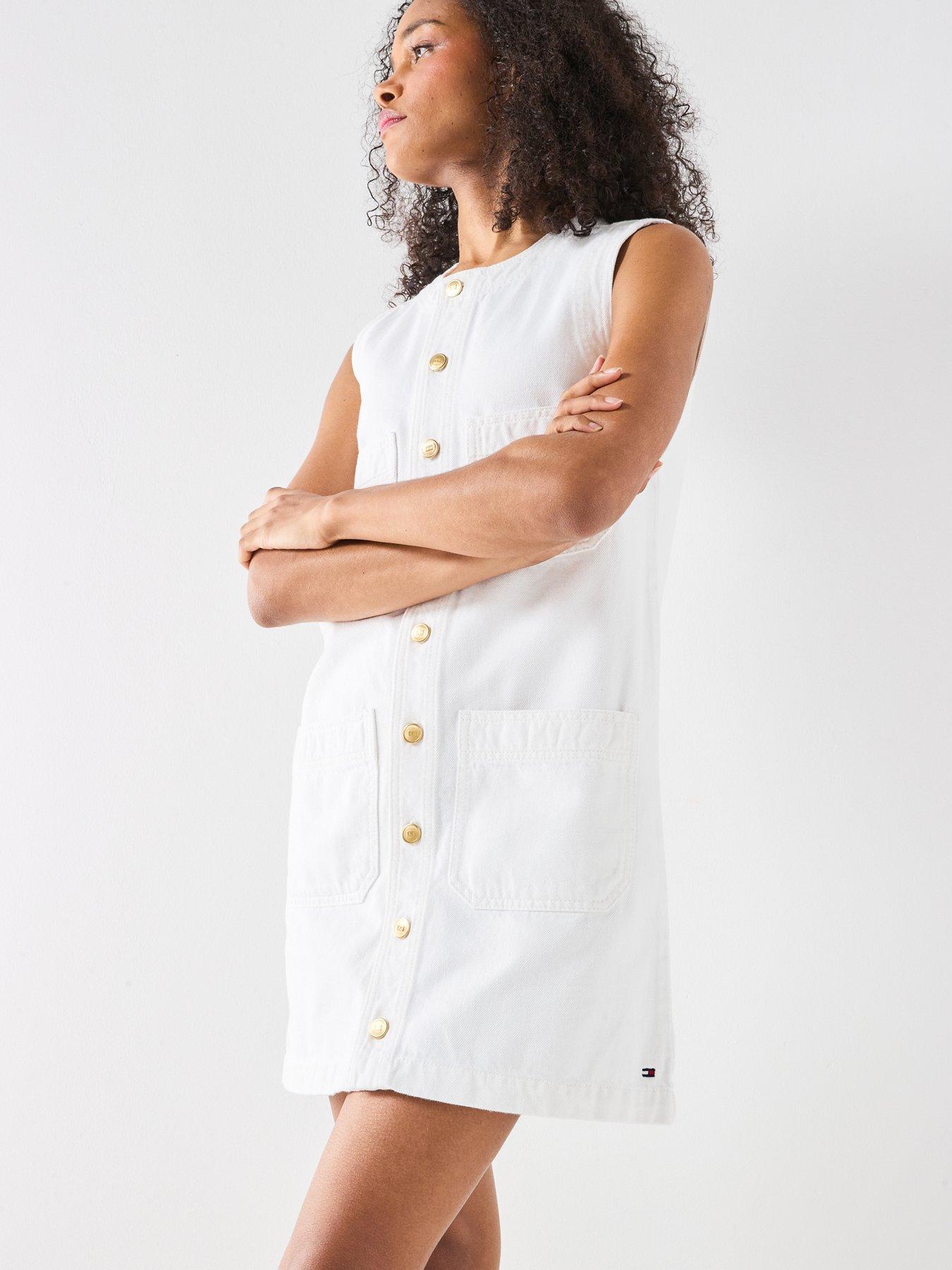 Image 1 of 6 of Tommy Hilfiger Denim Mini Dress - White