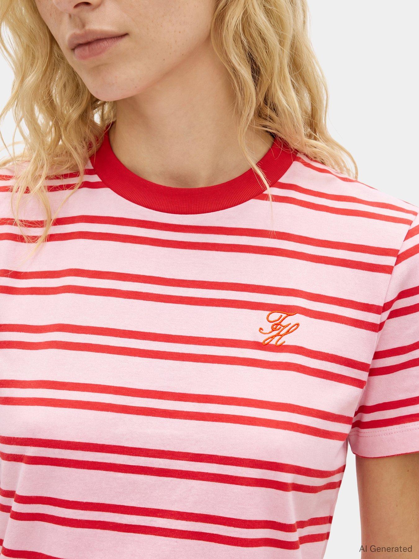  image of tommy-hilfiger-th-script-crew-neck-t-shirt-red