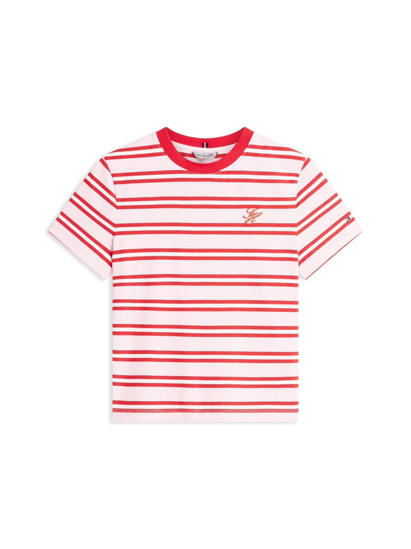  image of tommy-hilfiger-th-script-crew-neck-t-shirt-red