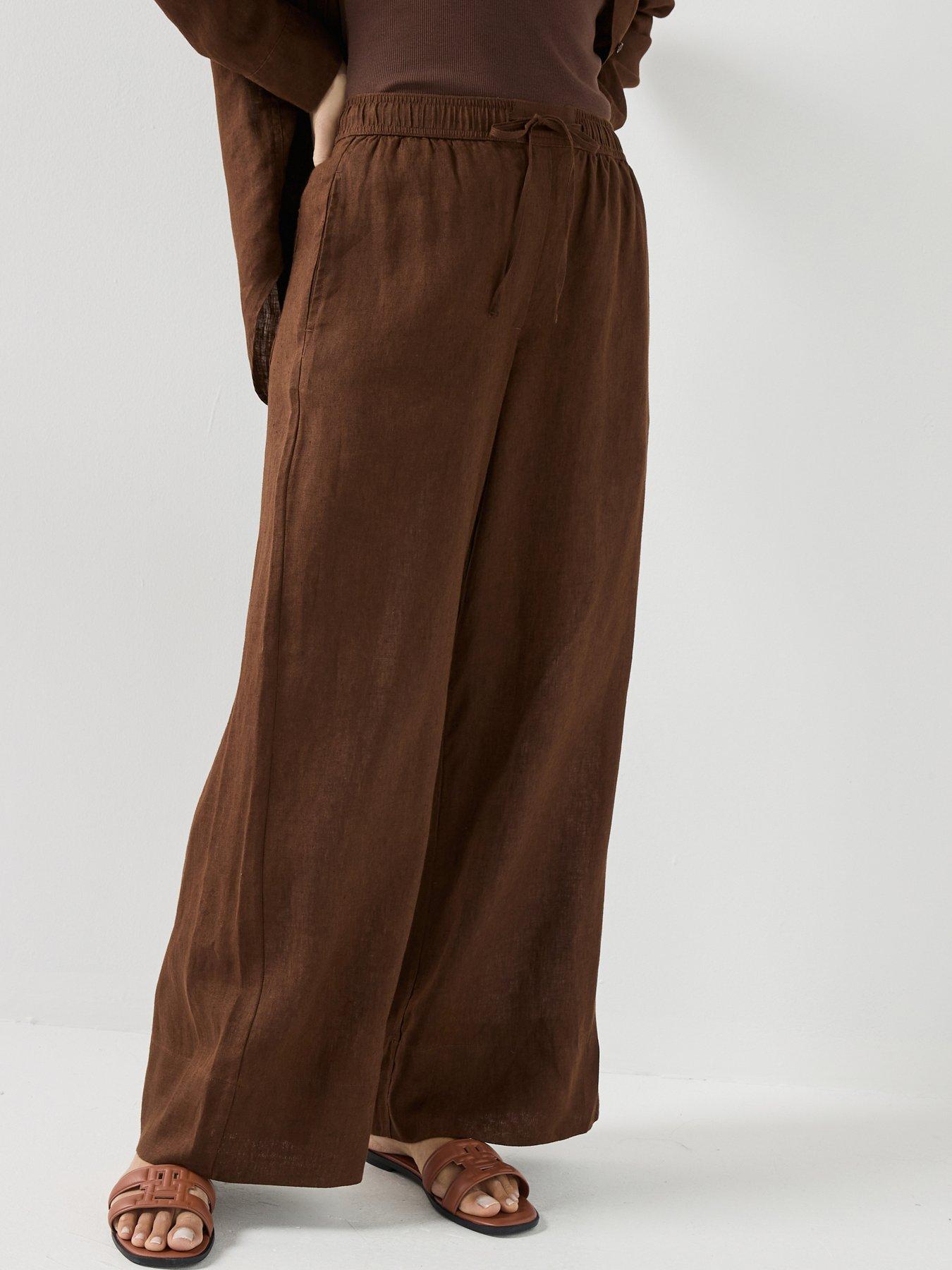 Tommy Hilfiger Ess Linen Pull On Pants - Brown