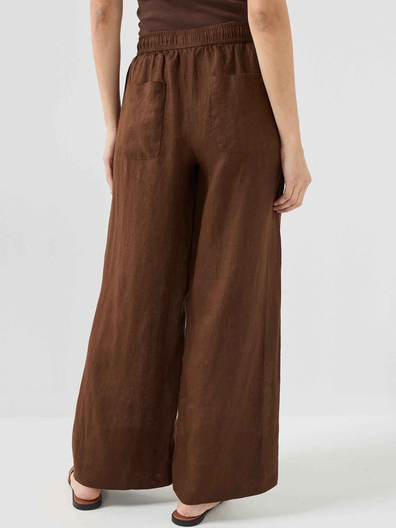 Image 2 of 4 of Tommy Hilfiger Ess Linen Pull On Pants - Brown