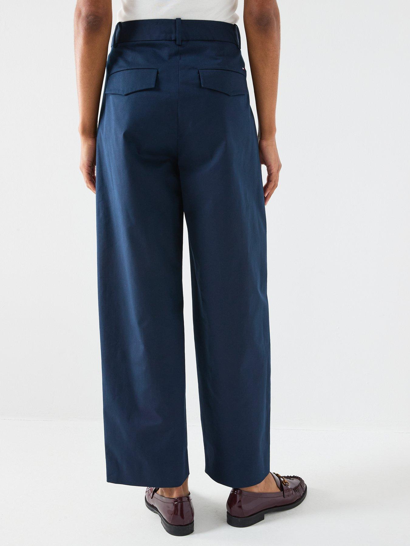 stillFront image of tommy-hilfiger-pleated-barrel-chinos-navy