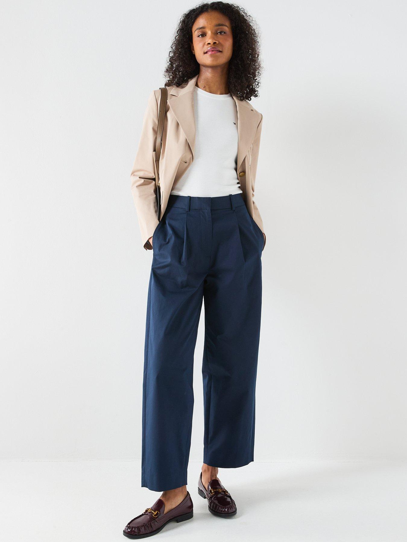  image of tommy-hilfiger-pleated-barrel-chinos-navy