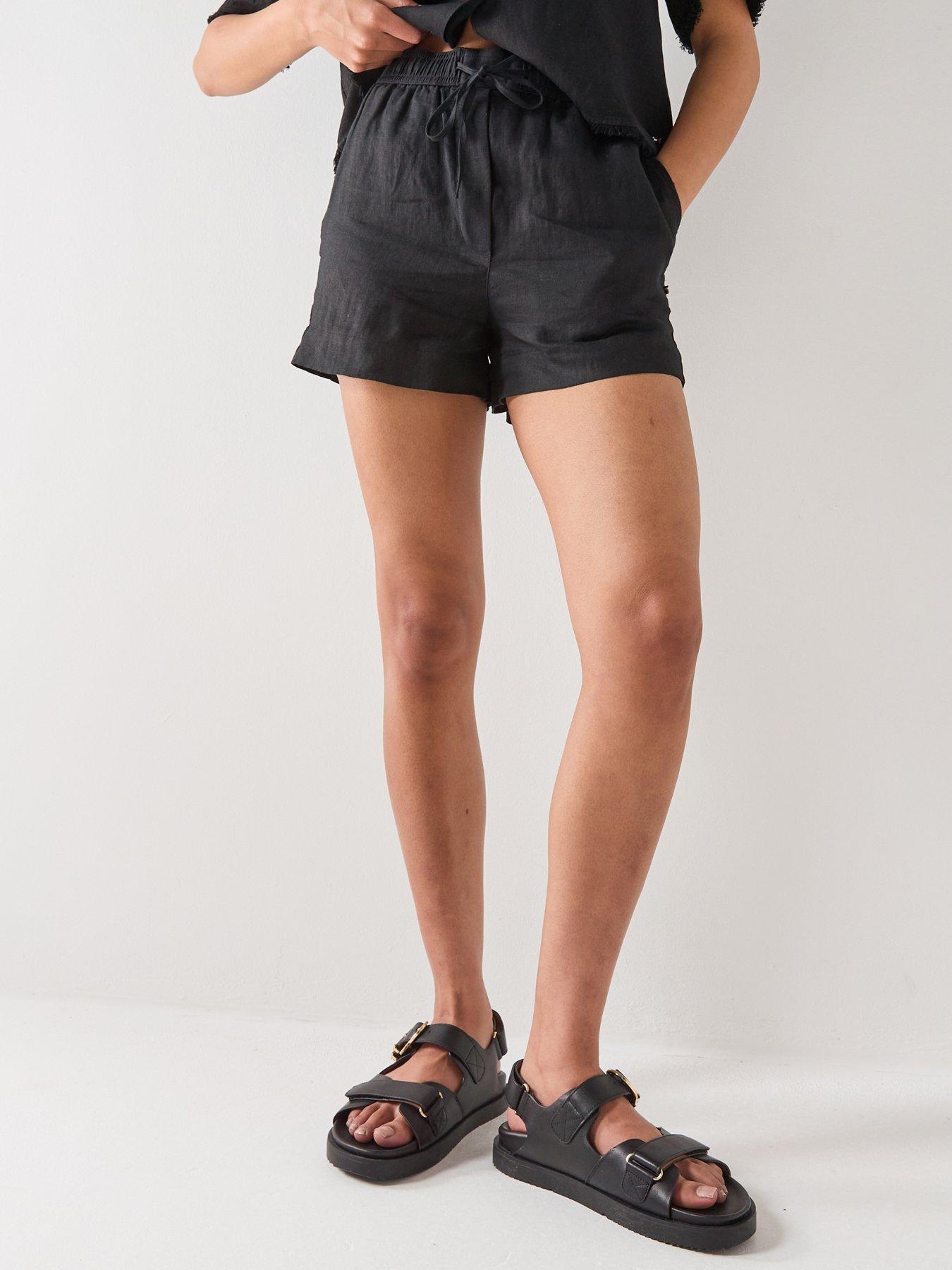 Image 1 of 5 of Tommy Hilfiger Linen Shorts - Black