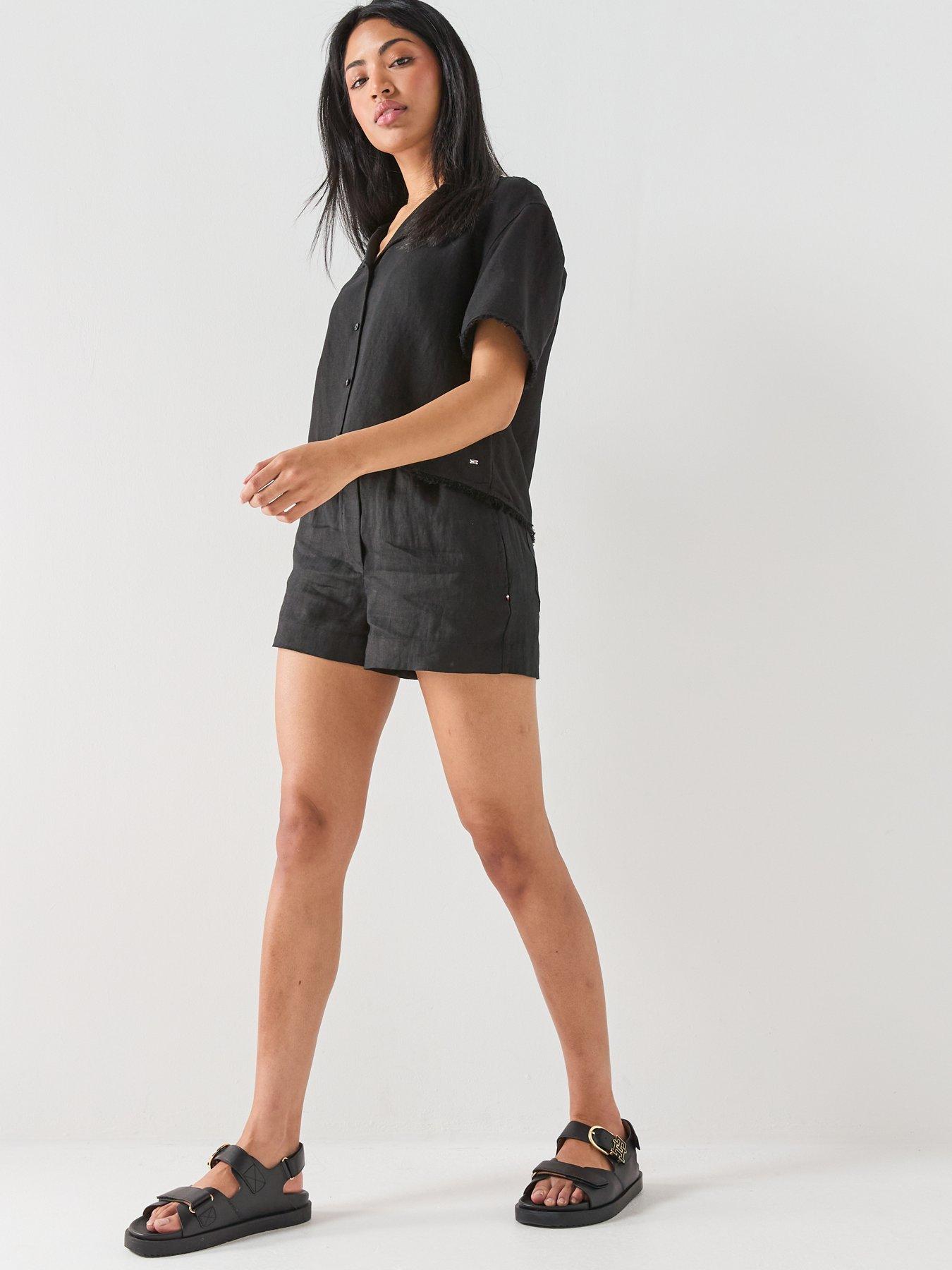 Image 3 of 5 of Tommy Hilfiger Linen Shorts - Black