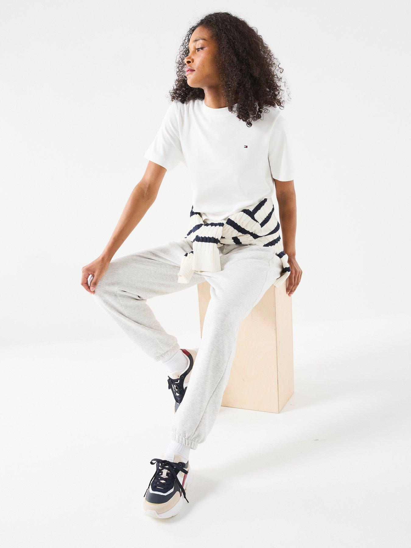 Image 4 of 5 of Tommy Hilfiger Boxy Interlock Crew Neck T-Shirt - White