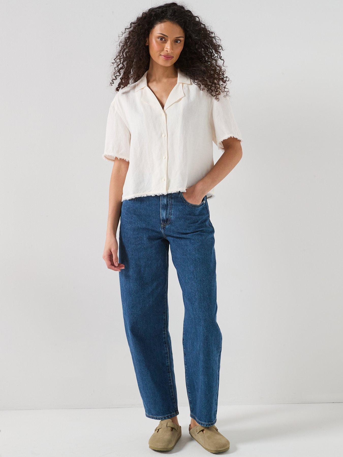  image of tommy-hilfiger-barrel-leg-jeans-blue