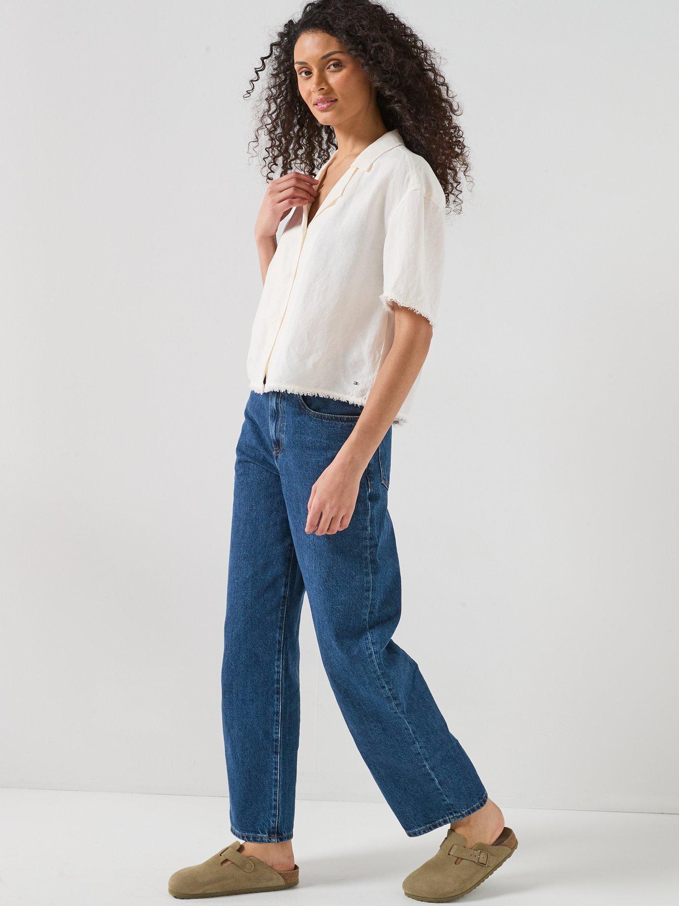  image of tommy-hilfiger-barrel-leg-jeans-blue