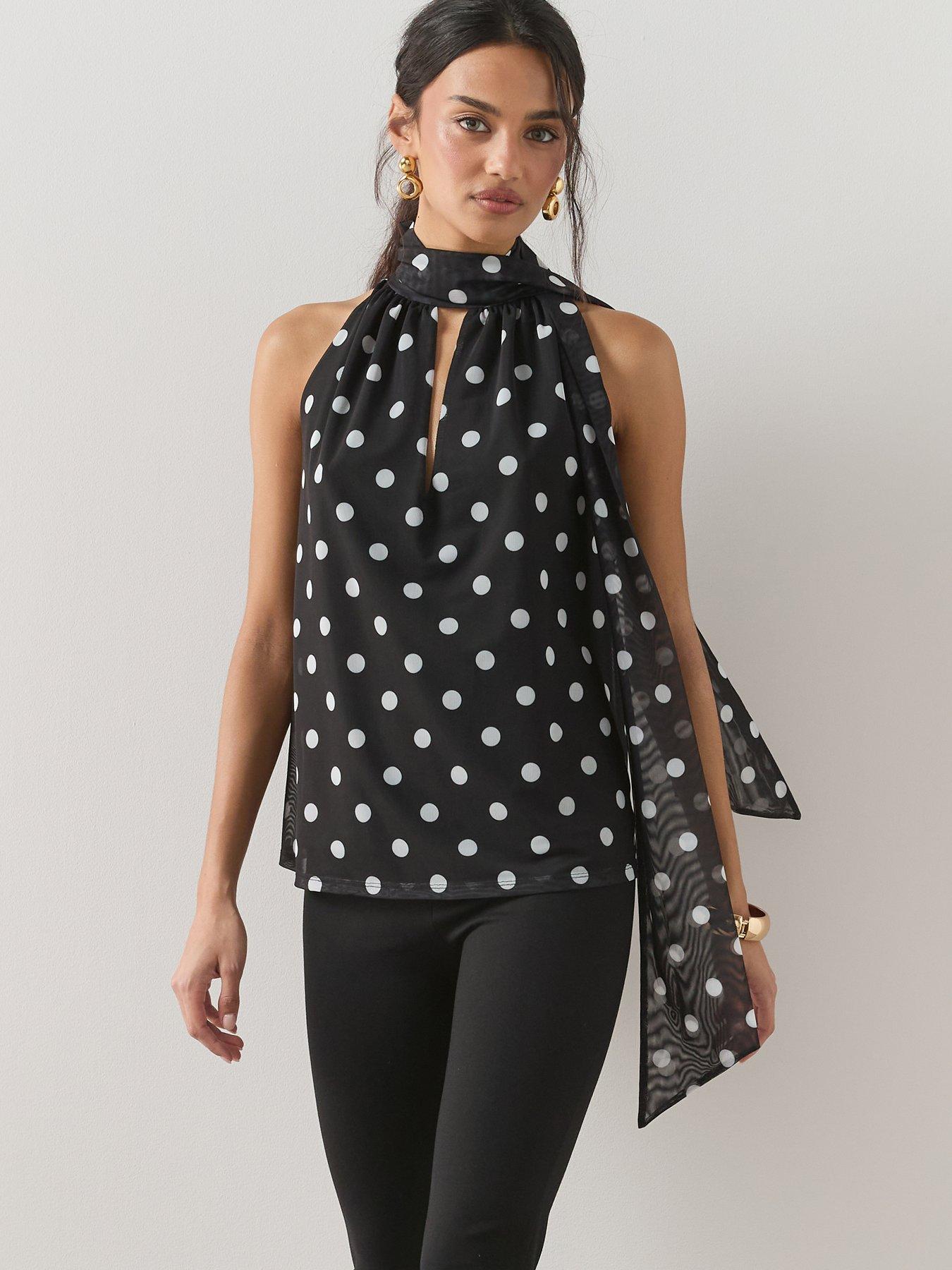 The Very Collection Scarf Neck Spot Top