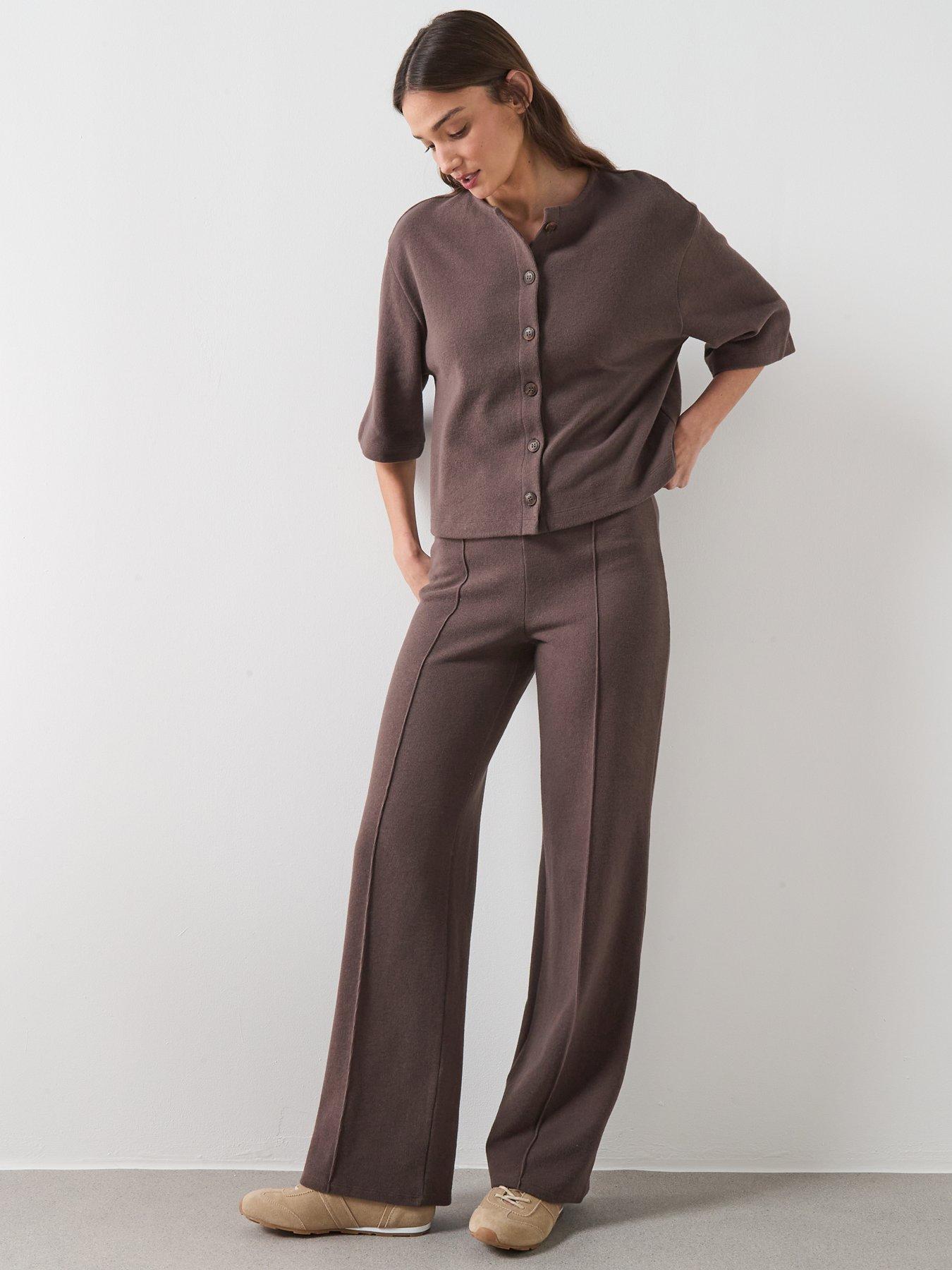  image of the-very-collection-button-through-short-sleeve-top-brown