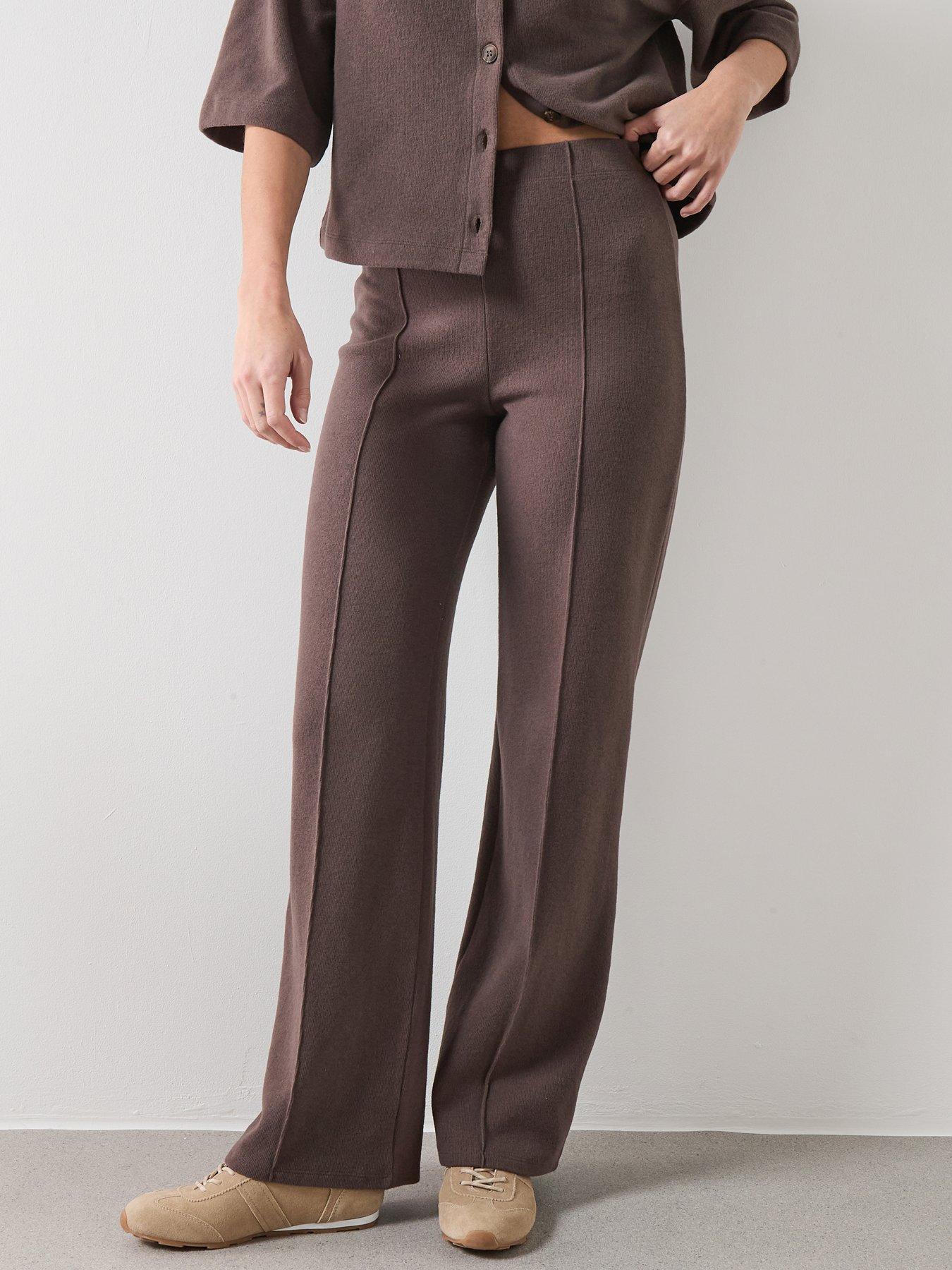 The Very Collection Seam Front Wide Leg Trousers - Brown