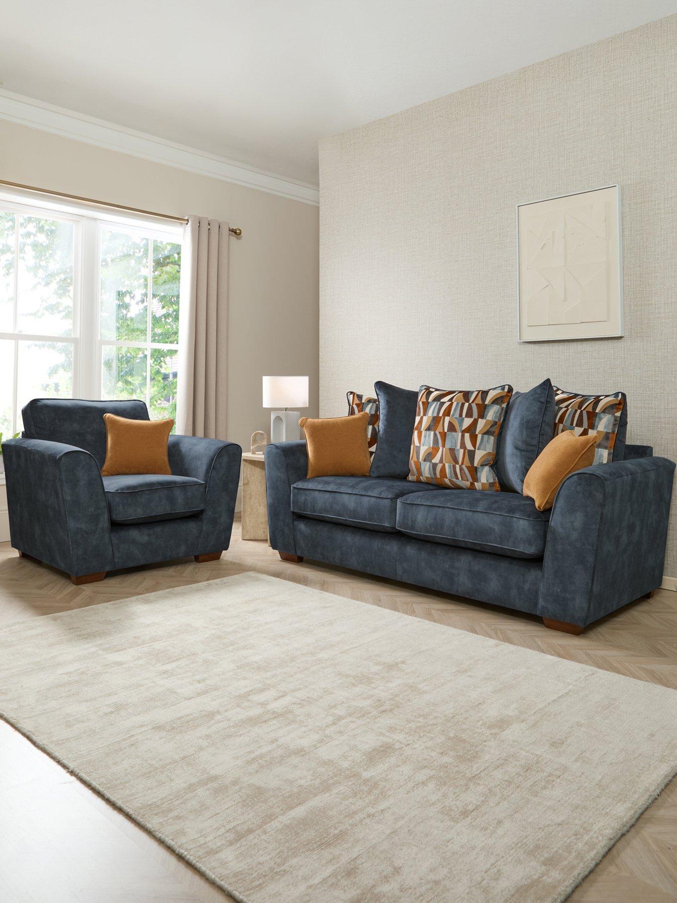 The Very Collection Como Fabric 3 Seater Sofa + Snuggle Chair Set (Buy  &  SAVE!) - Made to Order in the UK