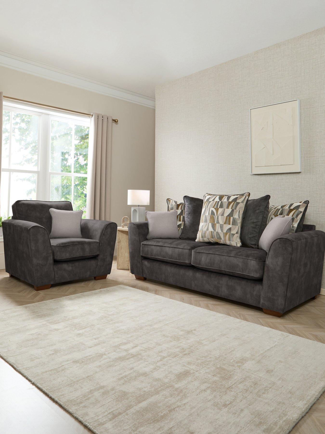 Very Home Como Fabric 3 Seater Sofa + Snuggle Chair Set (Buy  &  SAVE!) - Made to Order in the UK