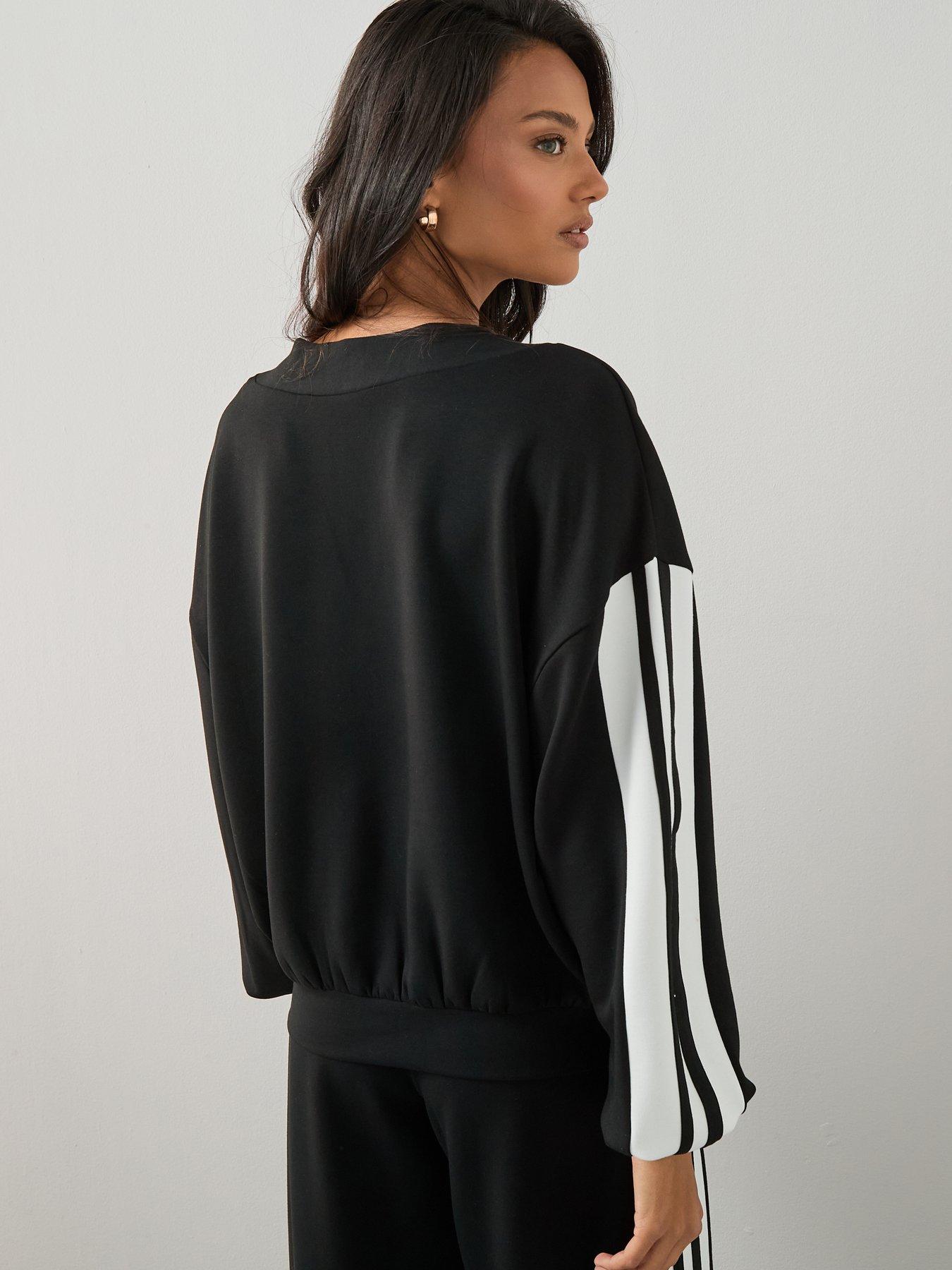 Image 2 of 7 of The Very Collection V Neck Side Stripe Co-Ord Top - Black