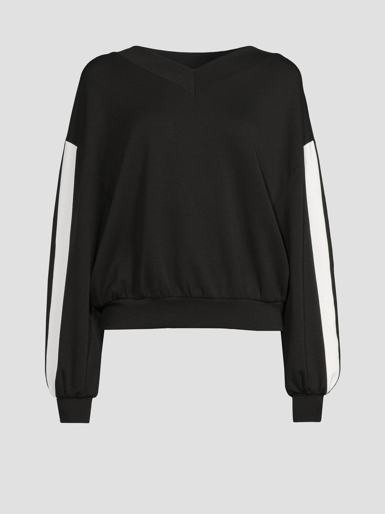 Image 7 of 7 of The Very Collection V Neck Side Stripe Co-Ord Top - Black