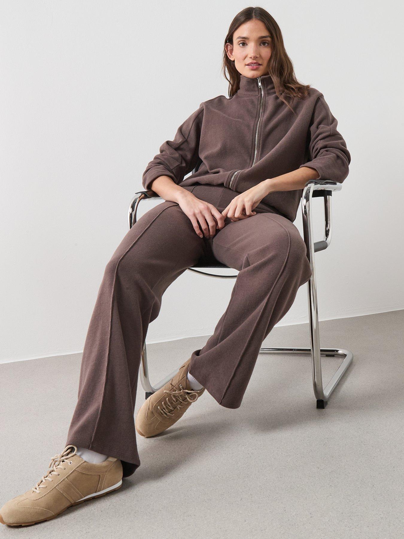  image of the-very-collection-zip-up-funnel-neck-jacket-brown