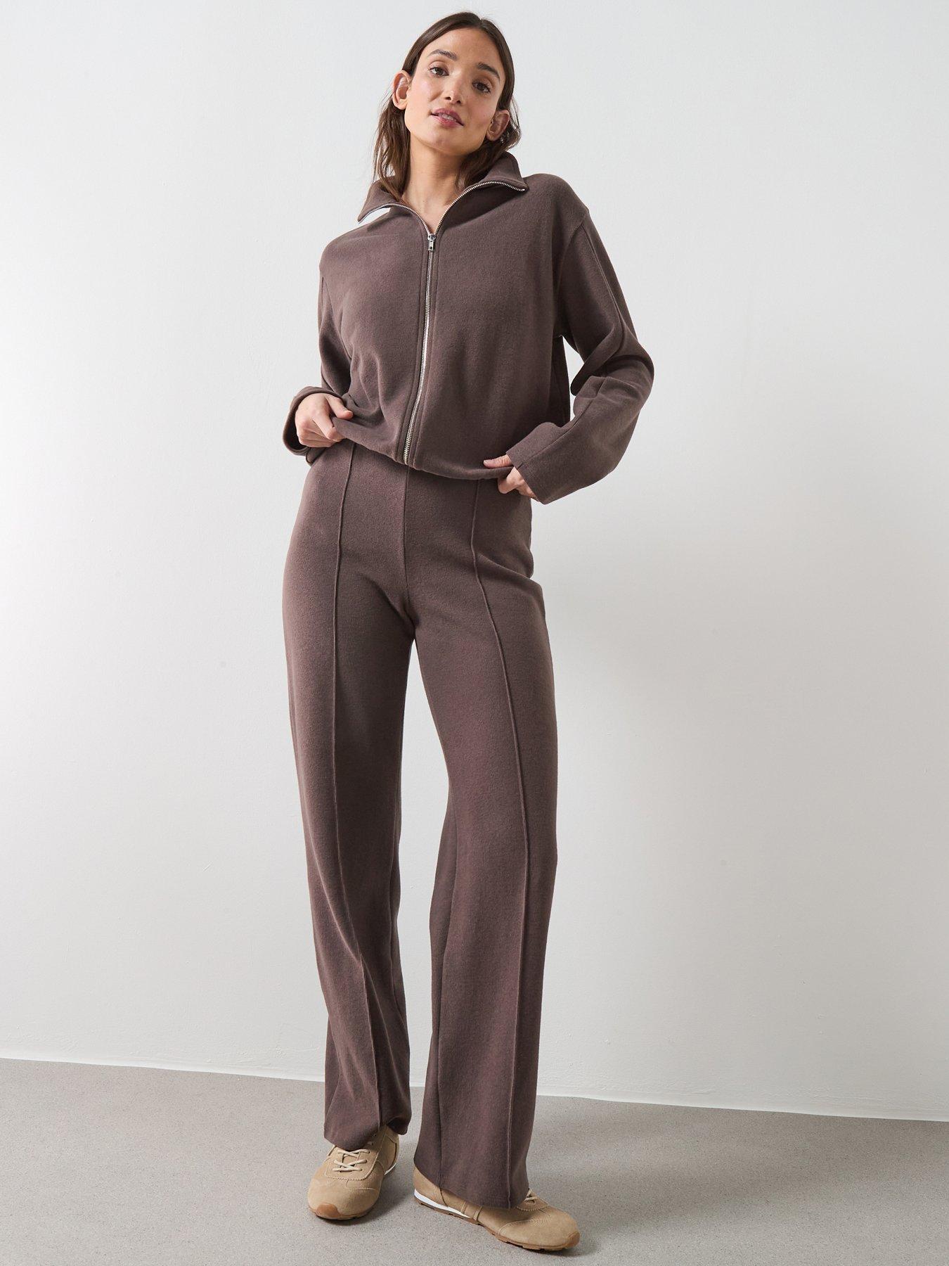  image of the-very-collection-zip-up-funnel-neck-jacket-brown