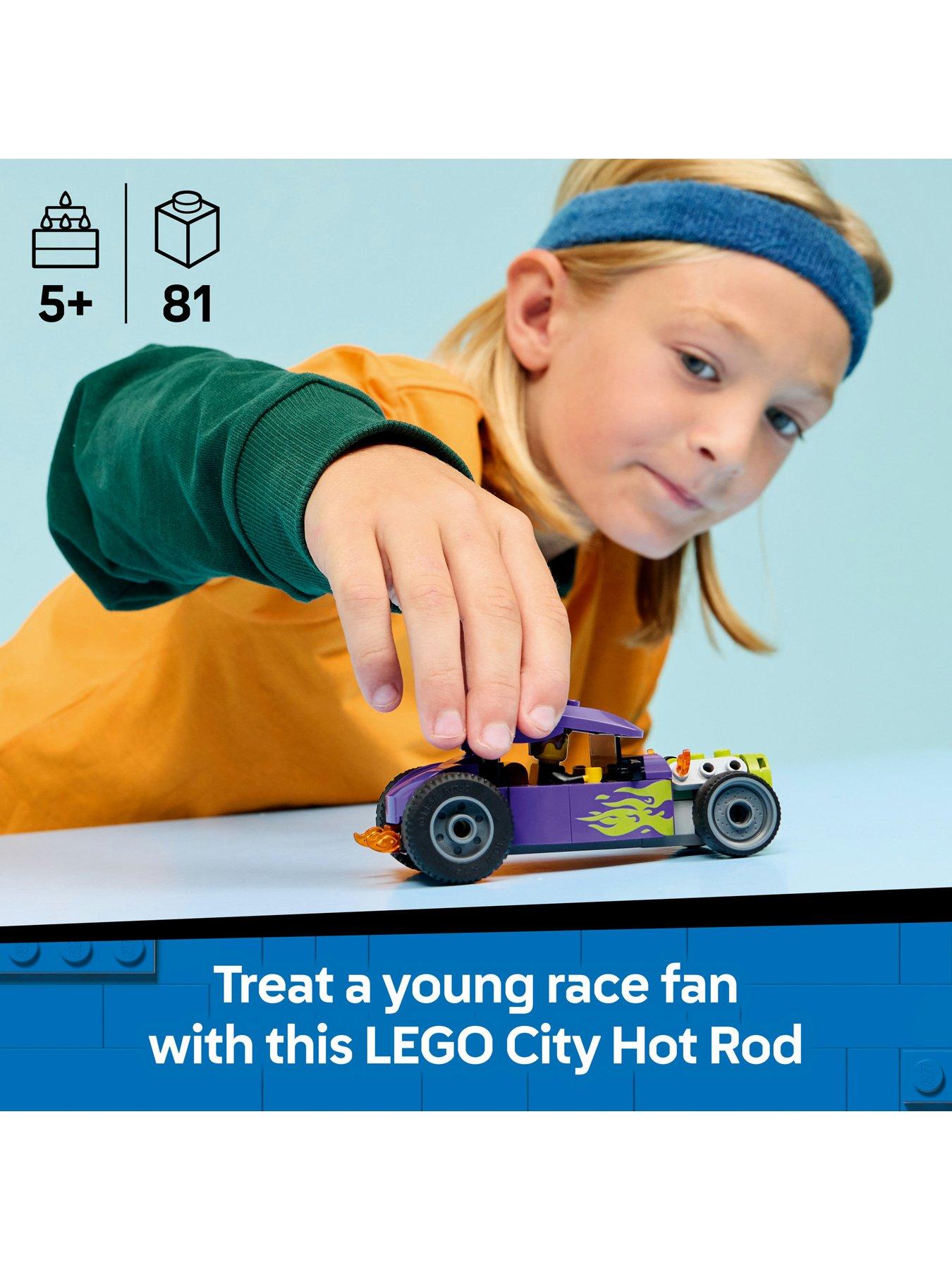 LEGO City Hot Rod Race Car Building Toy and Minifigure (60485 ...