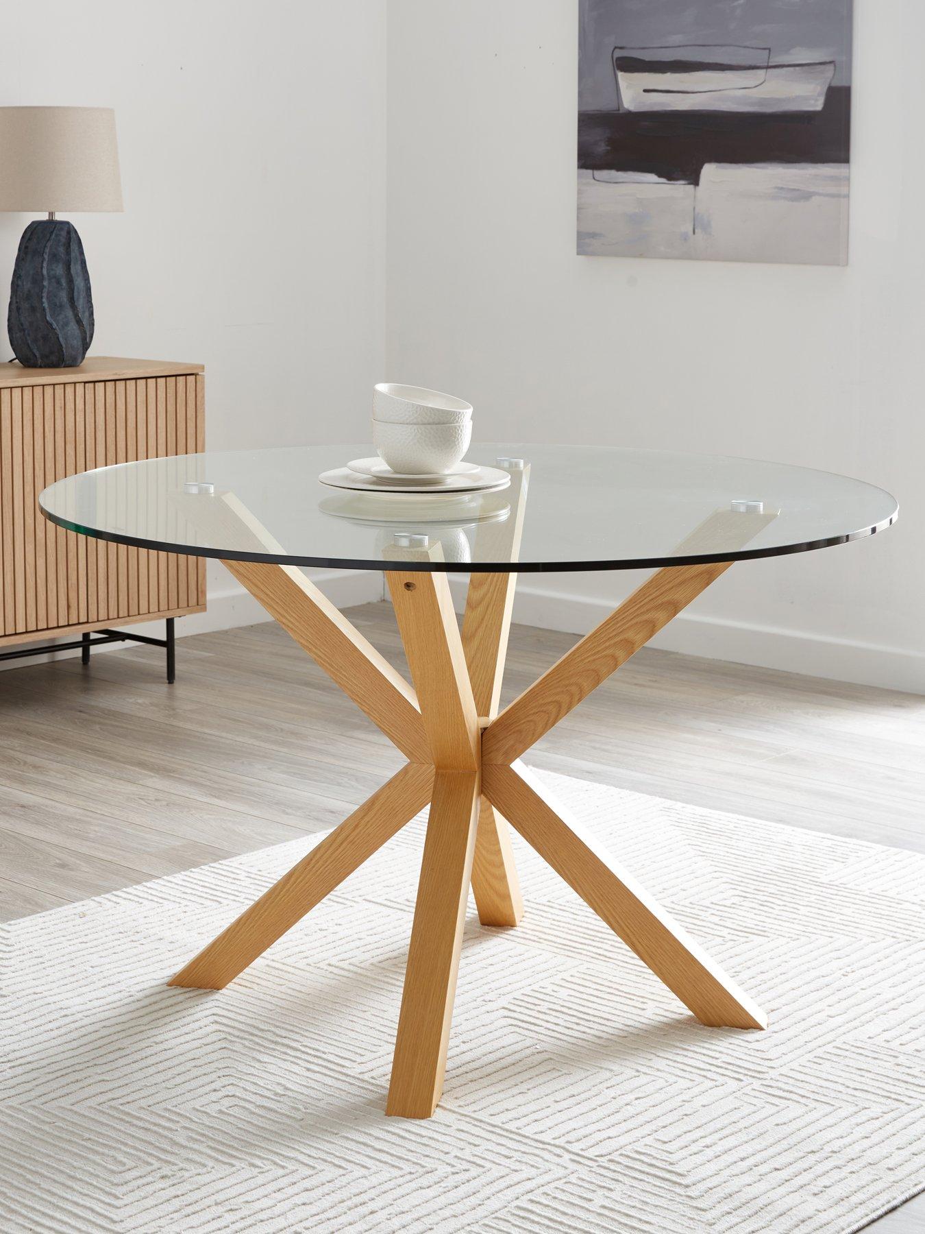 The Very Collection Rigby 120cm Wood and Glass Top Dining Table - FSC® Certified
