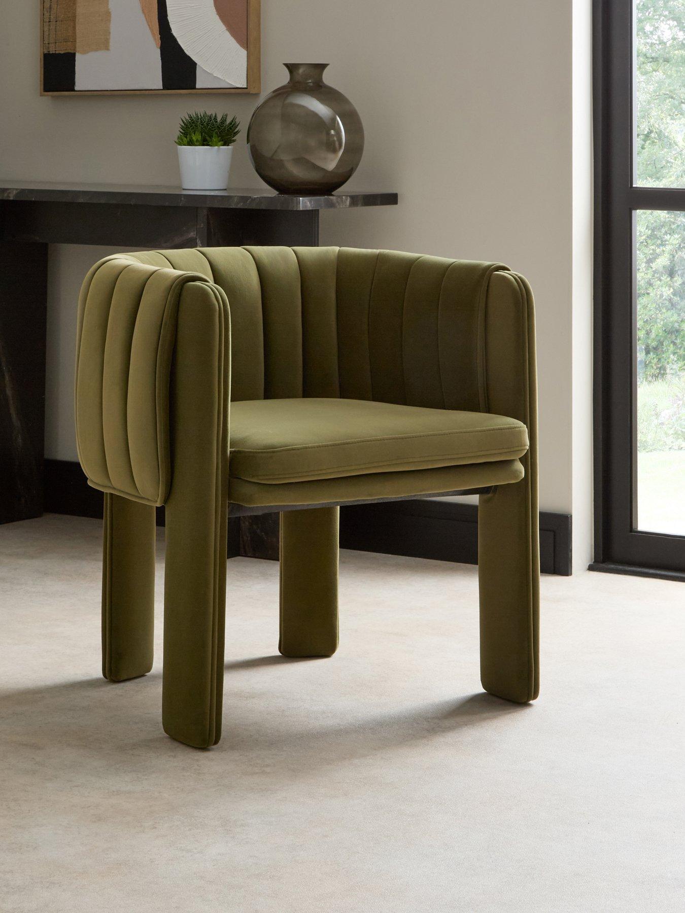 Image 1 of 7 of The Very Collection Mila Double Layer Pleated Dining Chair - Olive Green - FSC&reg; Certified