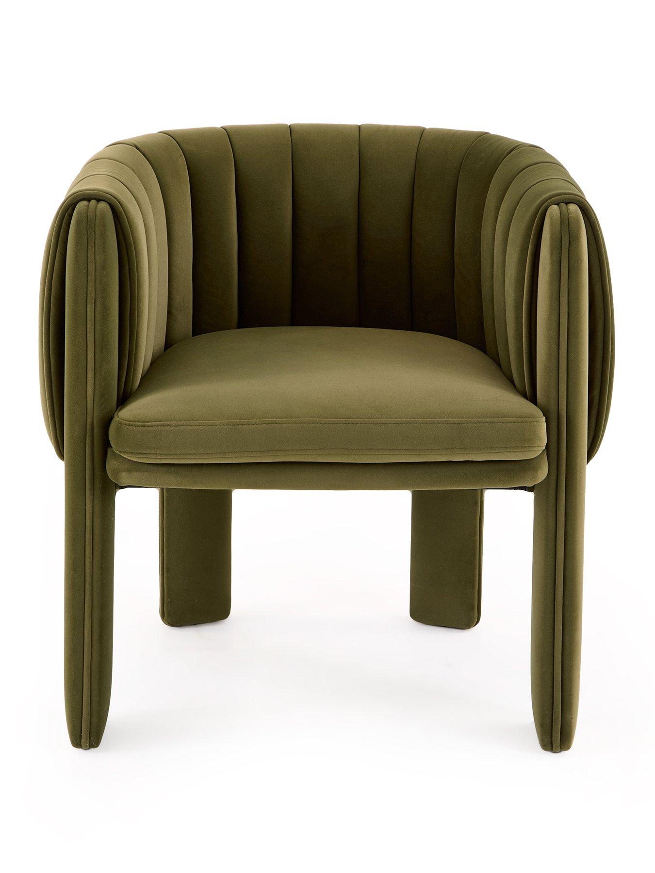 Image 2 of 7 of The Very Collection Mila Double Layer Pleated Dining Chair - Olive Green - FSC&reg; Certified