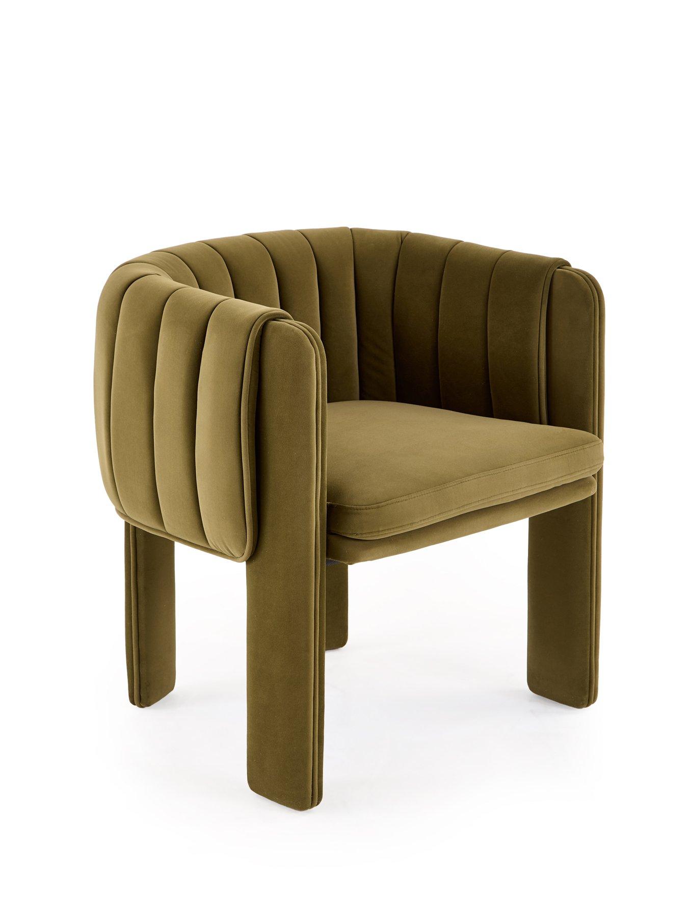 Image 3 of 7 of The Very Collection Mila Double Layer Pleated Dining Chair - Olive Green - FSC&reg; Certified