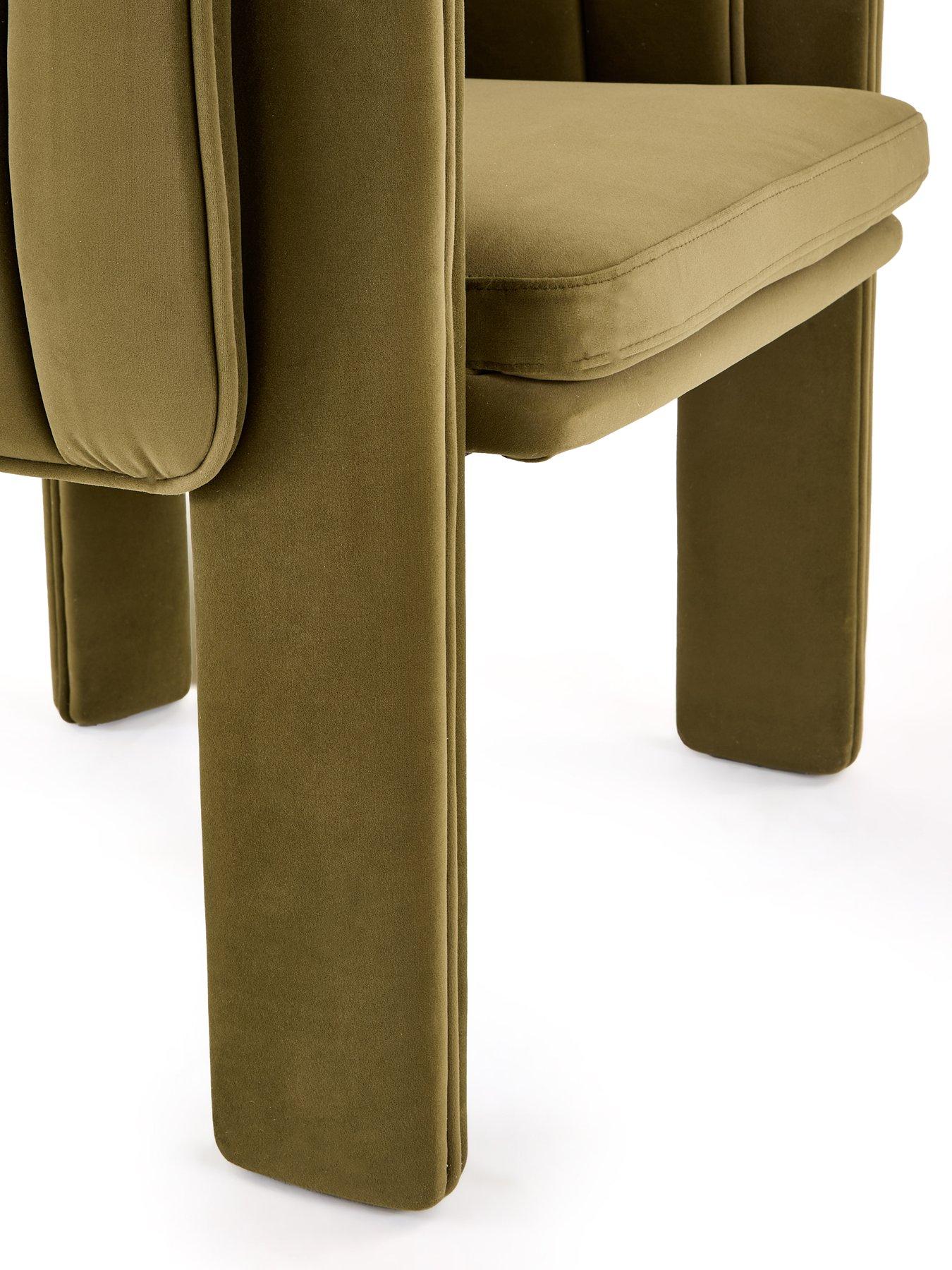 Image 6 of 7 of The Very Collection Mila Double Layer Pleated Dining Chair - Olive Green - FSC&reg; Certified
