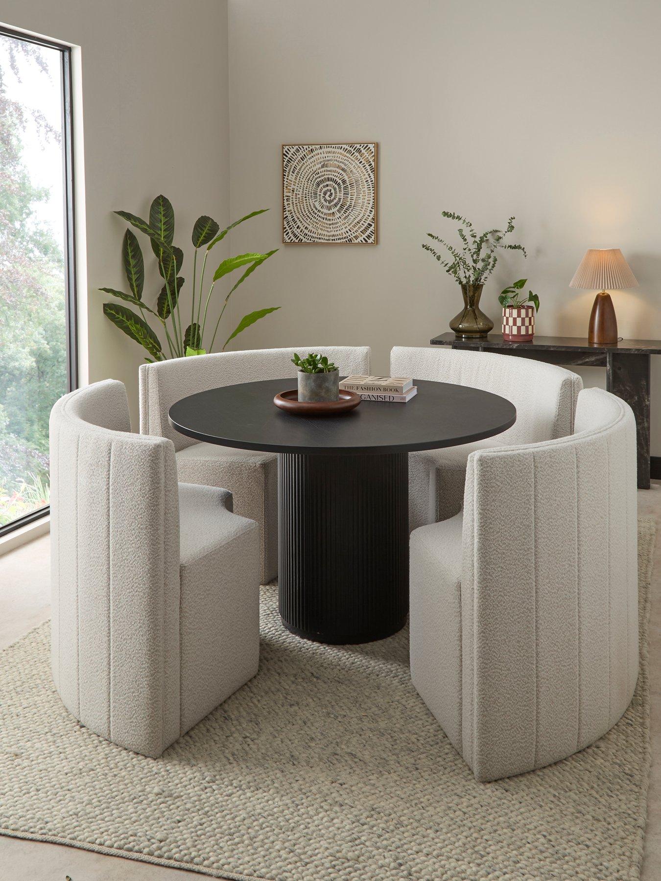 The Very Collection Carina Round Dining Table with 4 Boucle Chairs - FSC® Certified