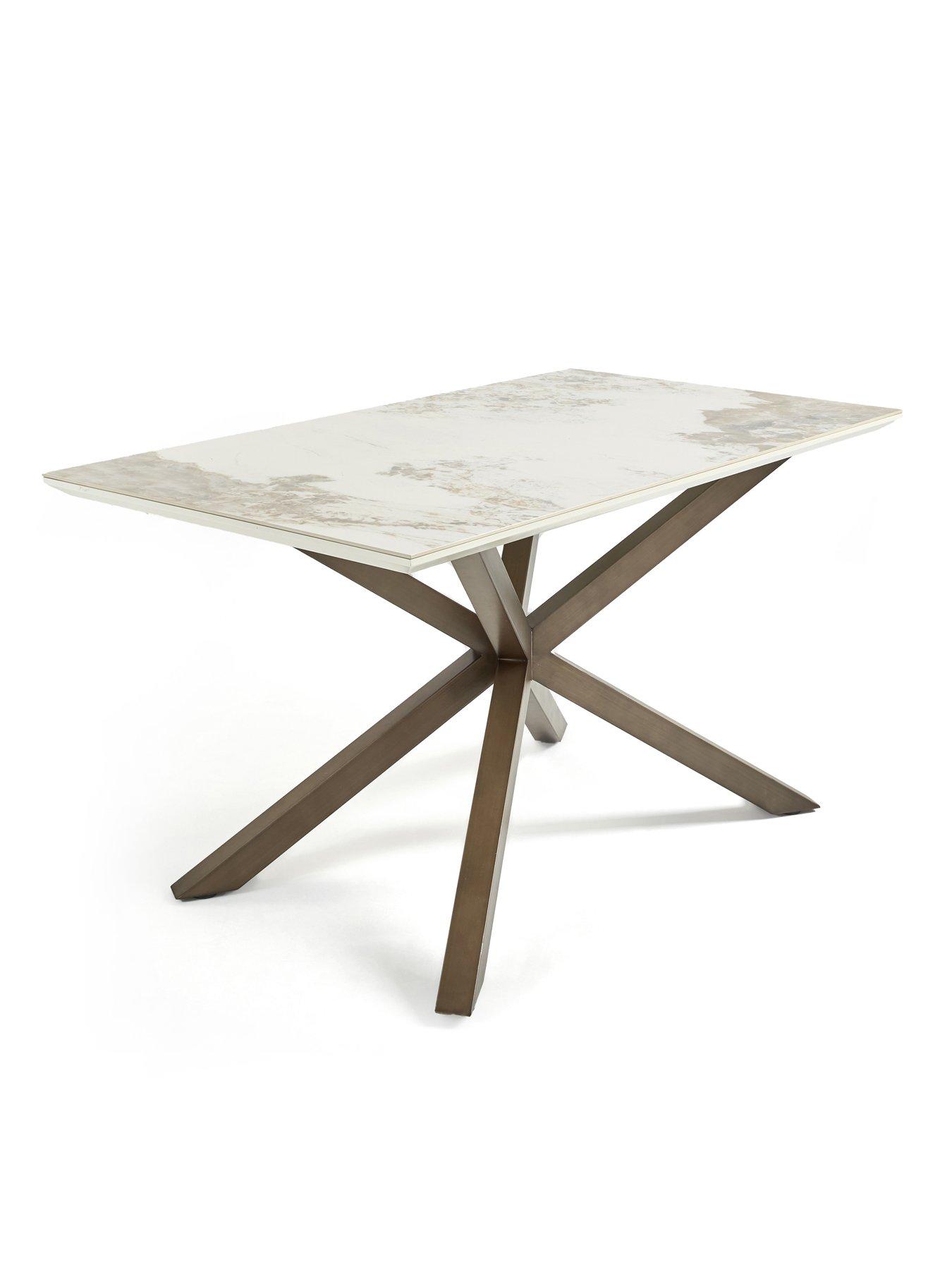 Image 4 of 7 of The Very Collection Valetta&nbsp;Velvet 160 cm Corner&nbsp;Dining Table &amp; Bench Dining Set - Mink/Bronze - FSC&reg; Certified