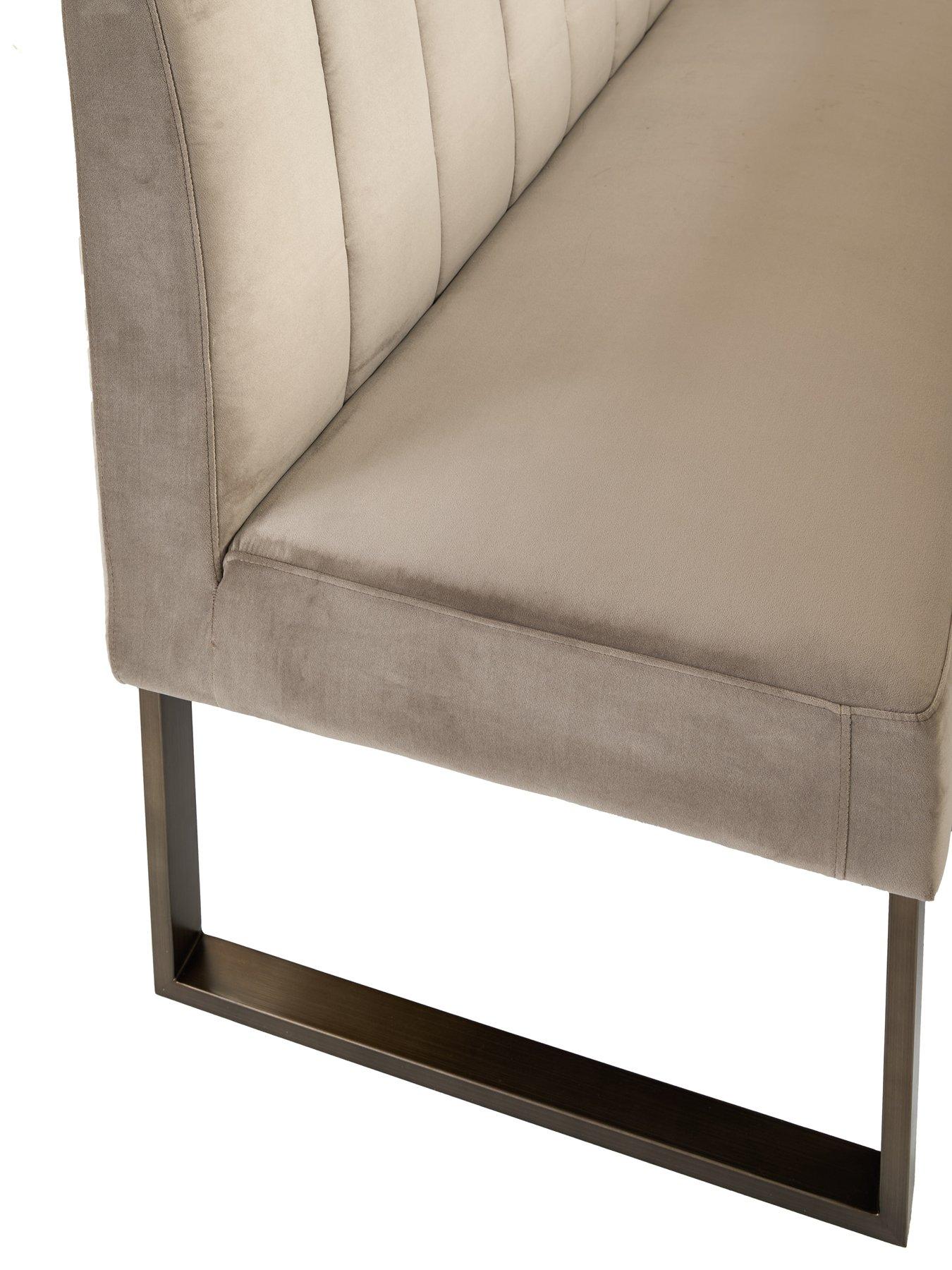 Image 5 of 7 of The Very Collection Valetta&nbsp;Velvet 160 cm Corner&nbsp;Dining Table &amp; Bench Dining Set - Mink/Bronze - FSC&reg; Certified