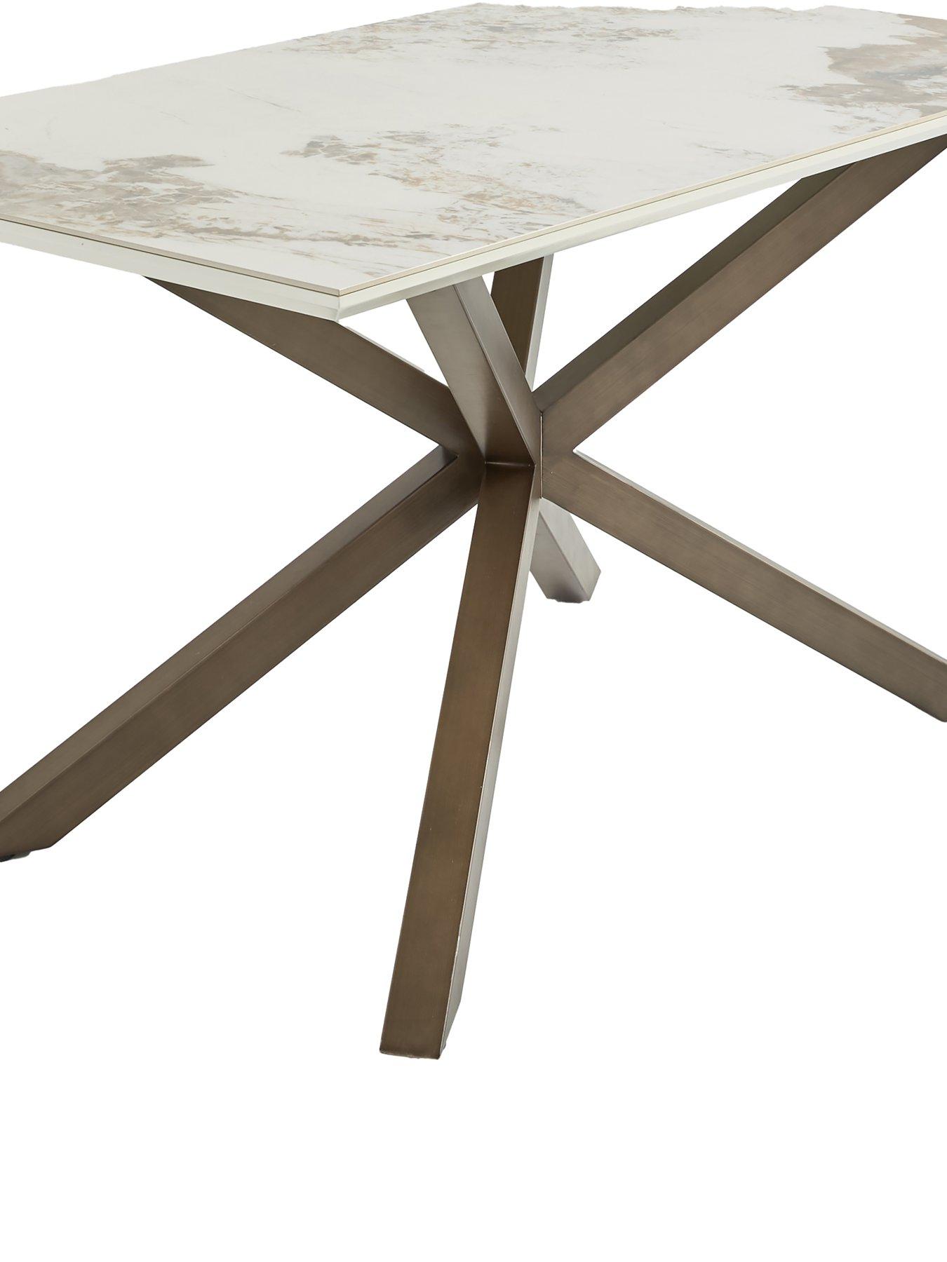 Image 6 of 7 of The Very Collection Valetta&nbsp;Velvet 160 cm Corner&nbsp;Dining Table &amp; Bench Dining Set - Mink/Bronze - FSC&reg; Certified