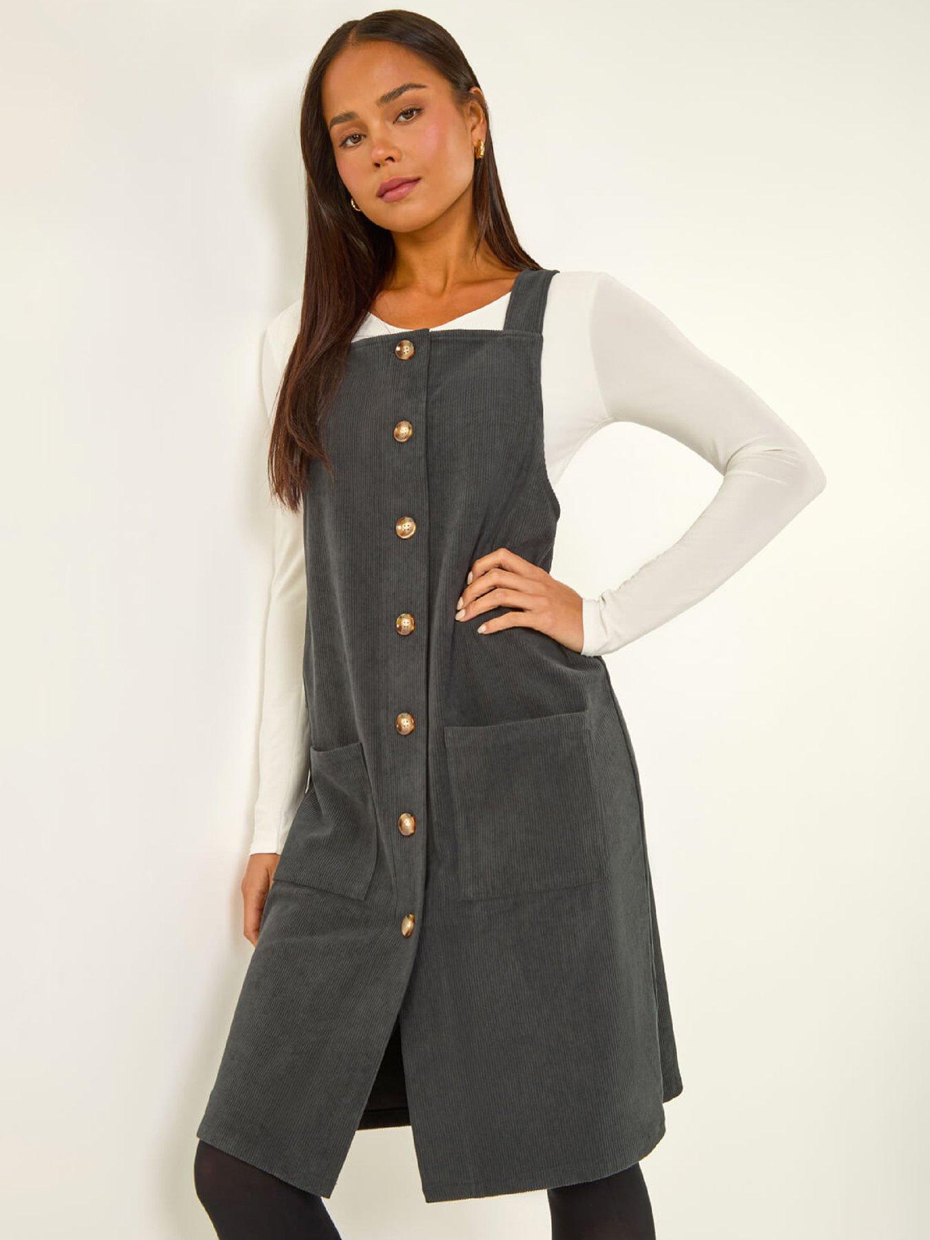  image of roman-petite-corduroy-pinny-dress-grey