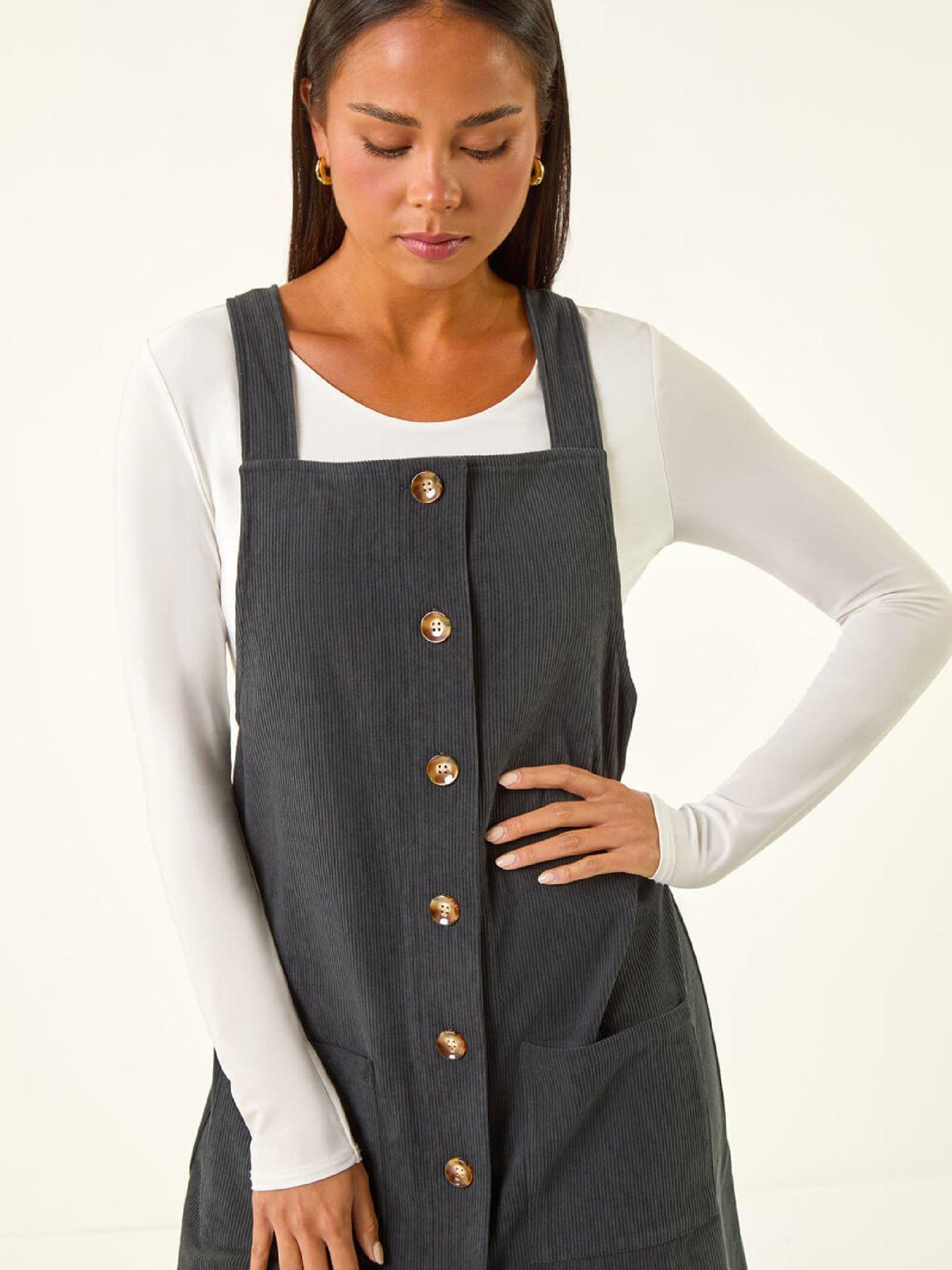  image of roman-petite-corduroy-pinny-dress-grey