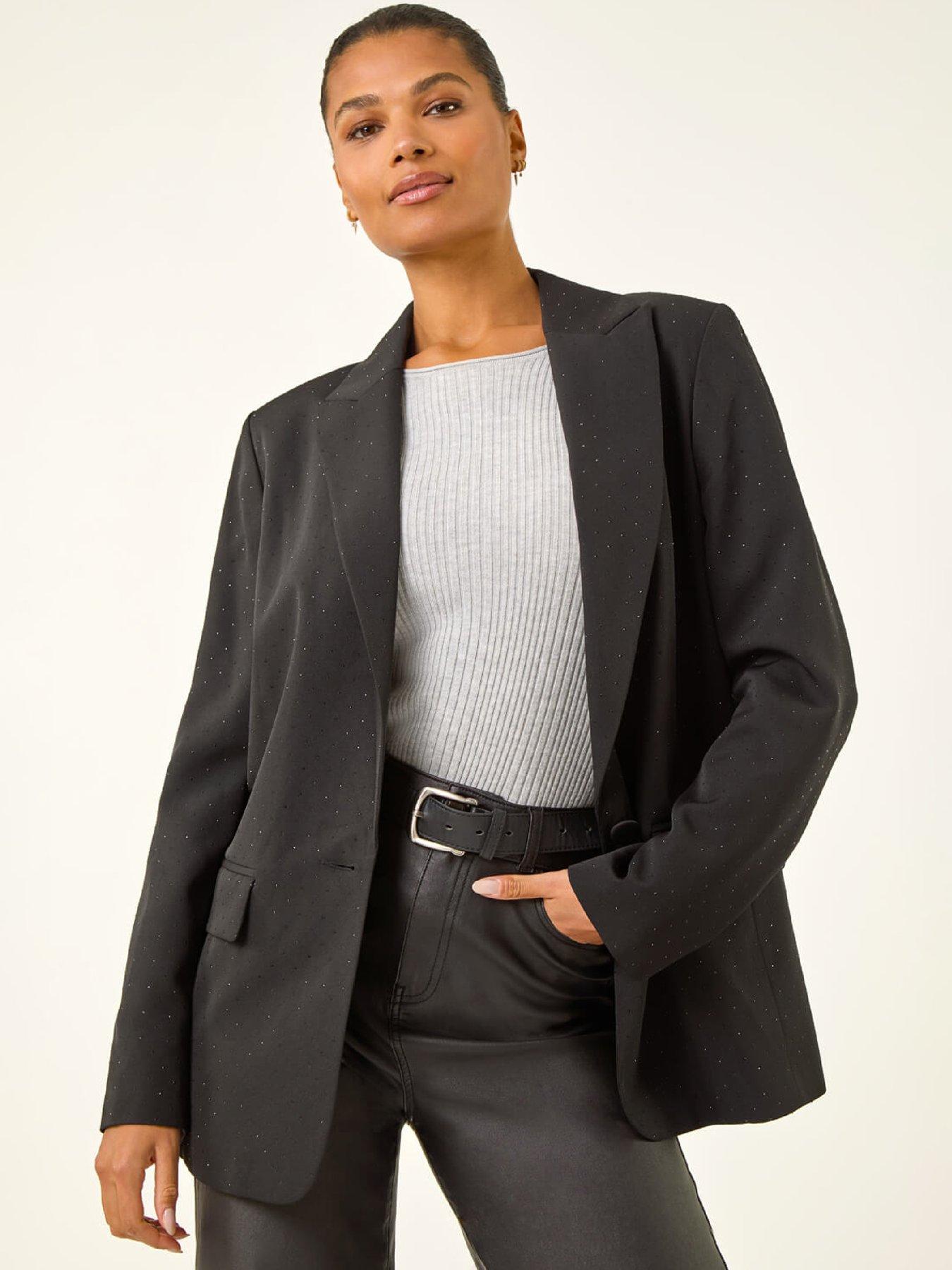Roman Revere Collared Diamonte Jacket - Black