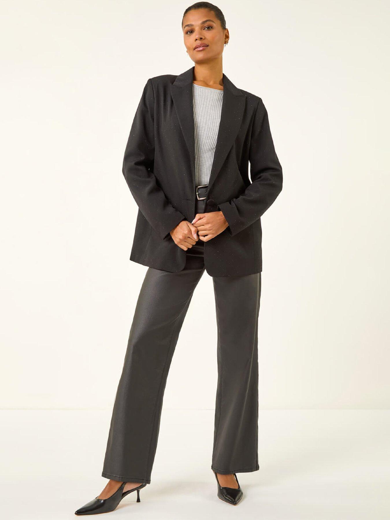 Image 3 of 5 of Roman Revere Collared Diamonte Jacket - Black