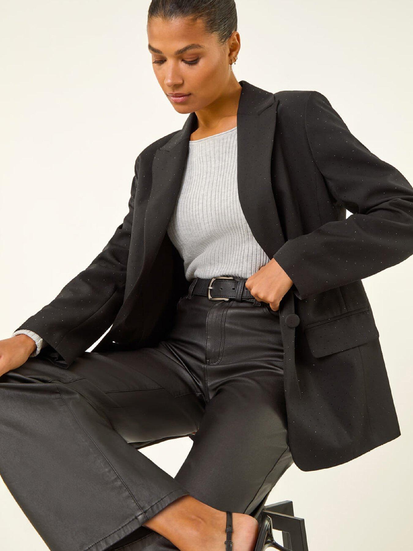 Image 4 of 5 of Roman Revere Collared Diamonte Jacket - Black