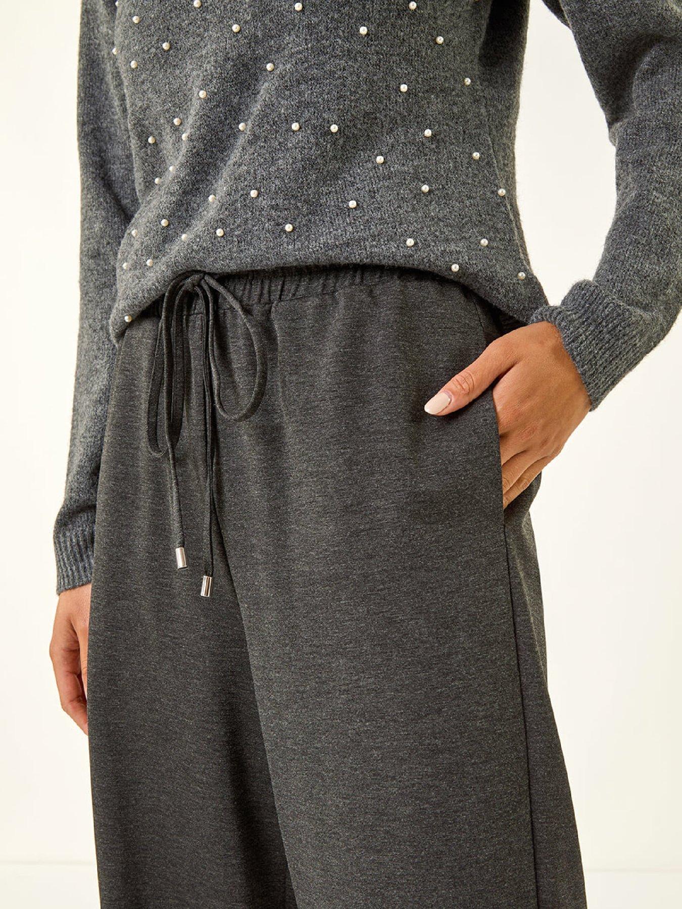  image of roman-petite-drawstring-ponte-trouser-grey