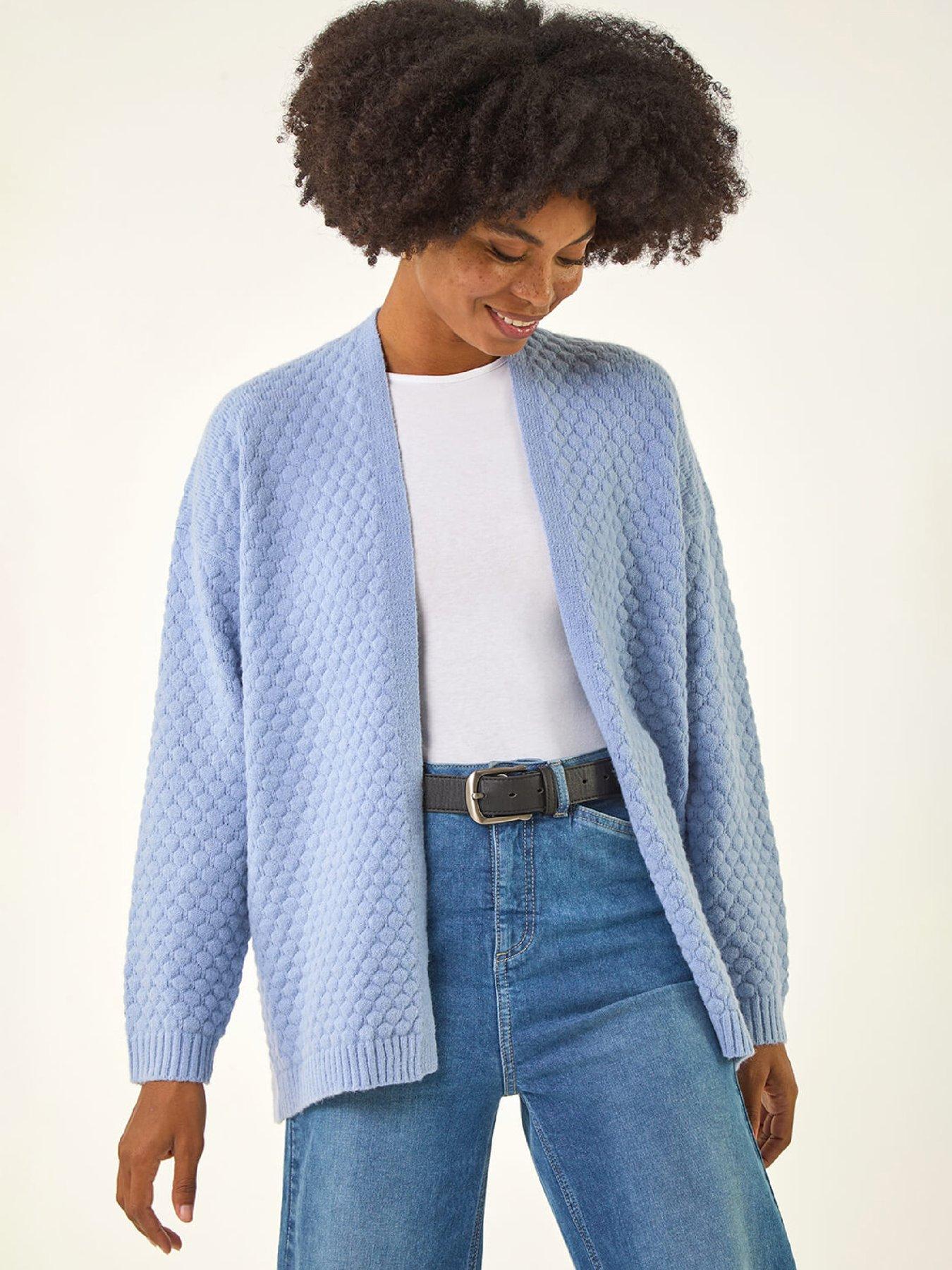  image of roman-waffle-knit-cardigan-light-blue
