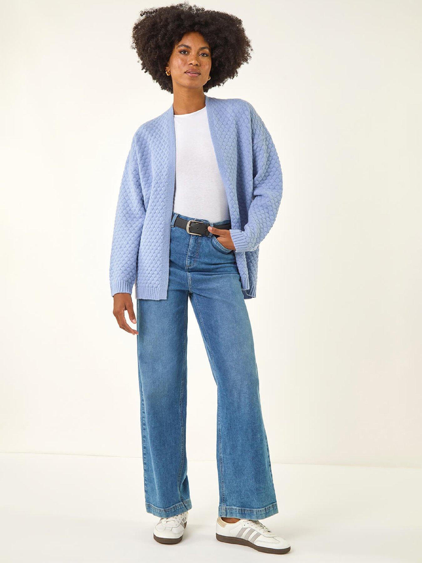  image of roman-waffle-knit-cardigan-light-blue