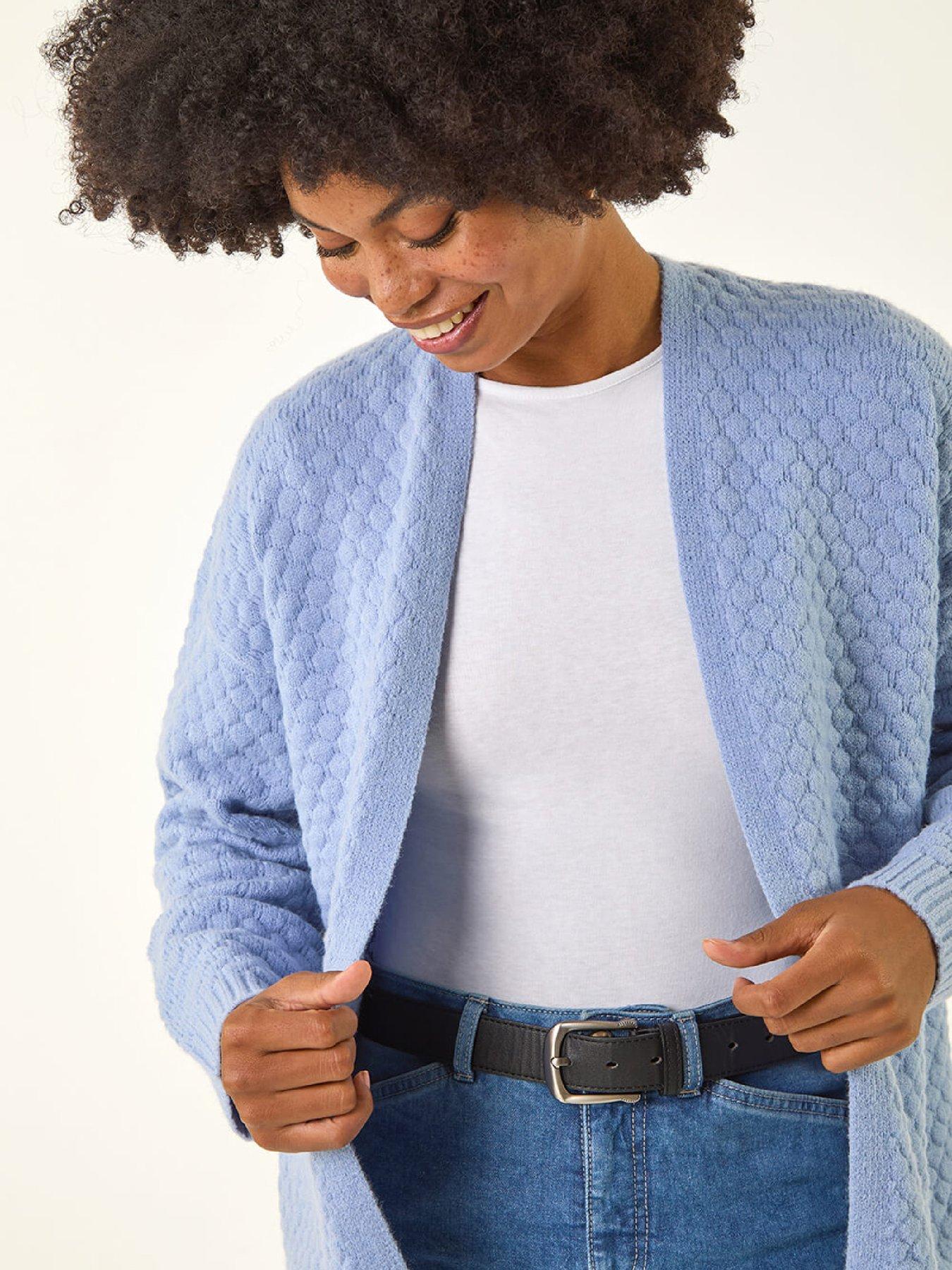  image of roman-waffle-knit-cardigan-light-blue